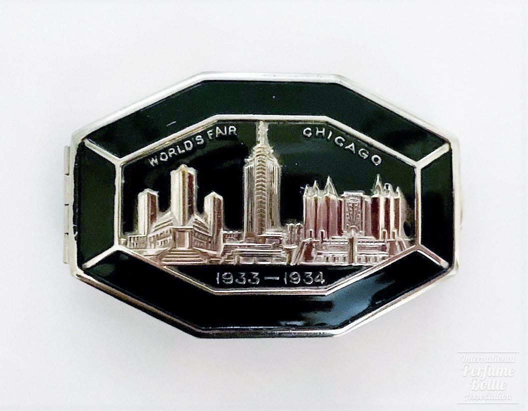 Black Souvenir Octagonal Compact 1933-34 Chicago World's Fair