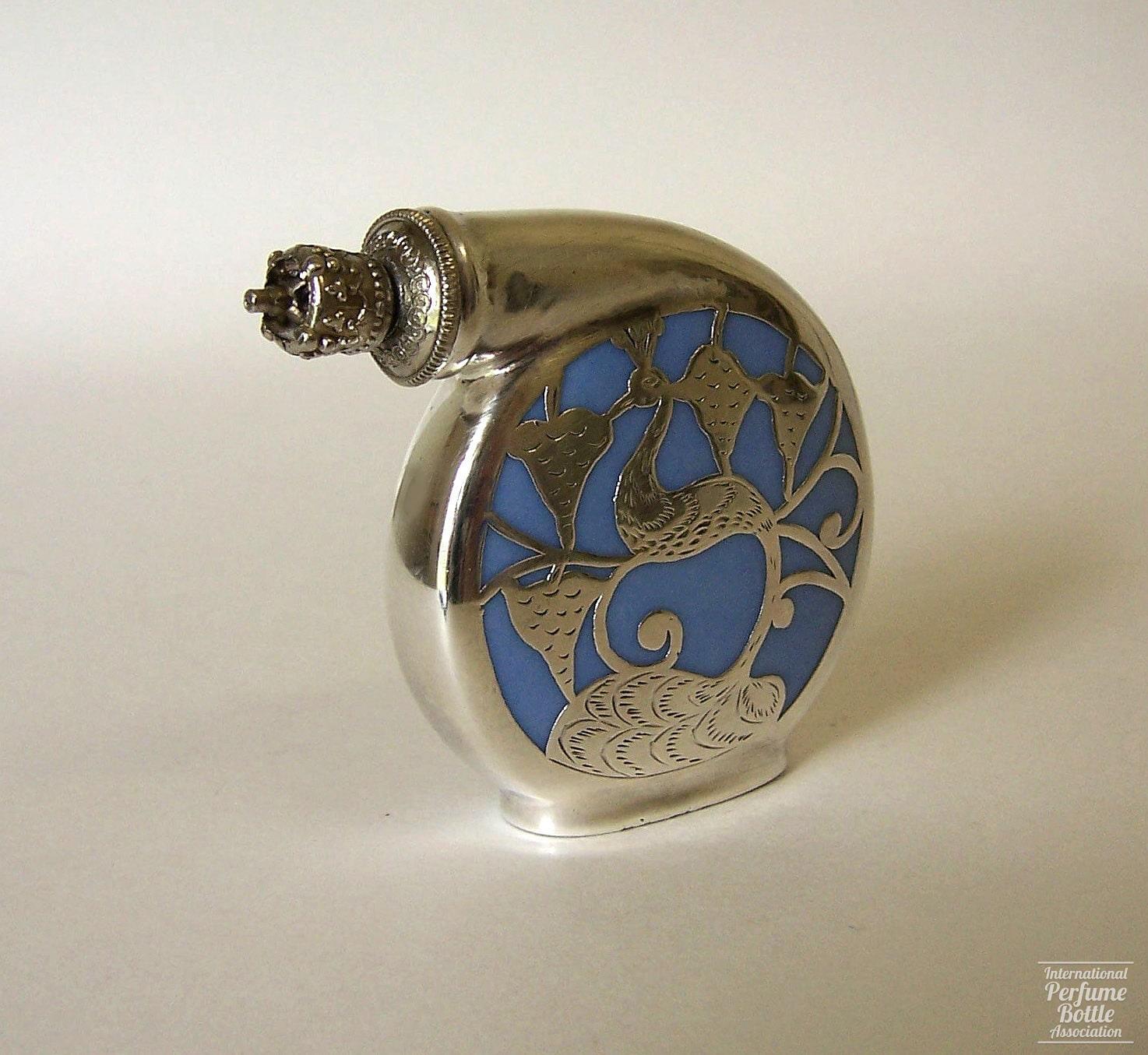 Side Opening Silver Bottle With Peacock