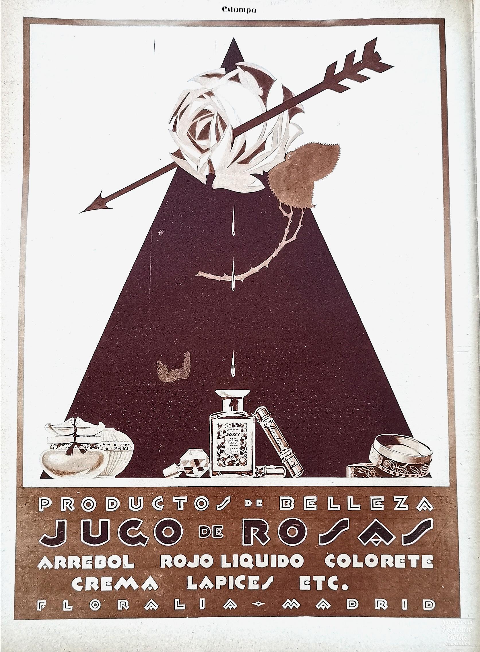 "Jugo De Rosas" by Floralia Advertisement - 1930