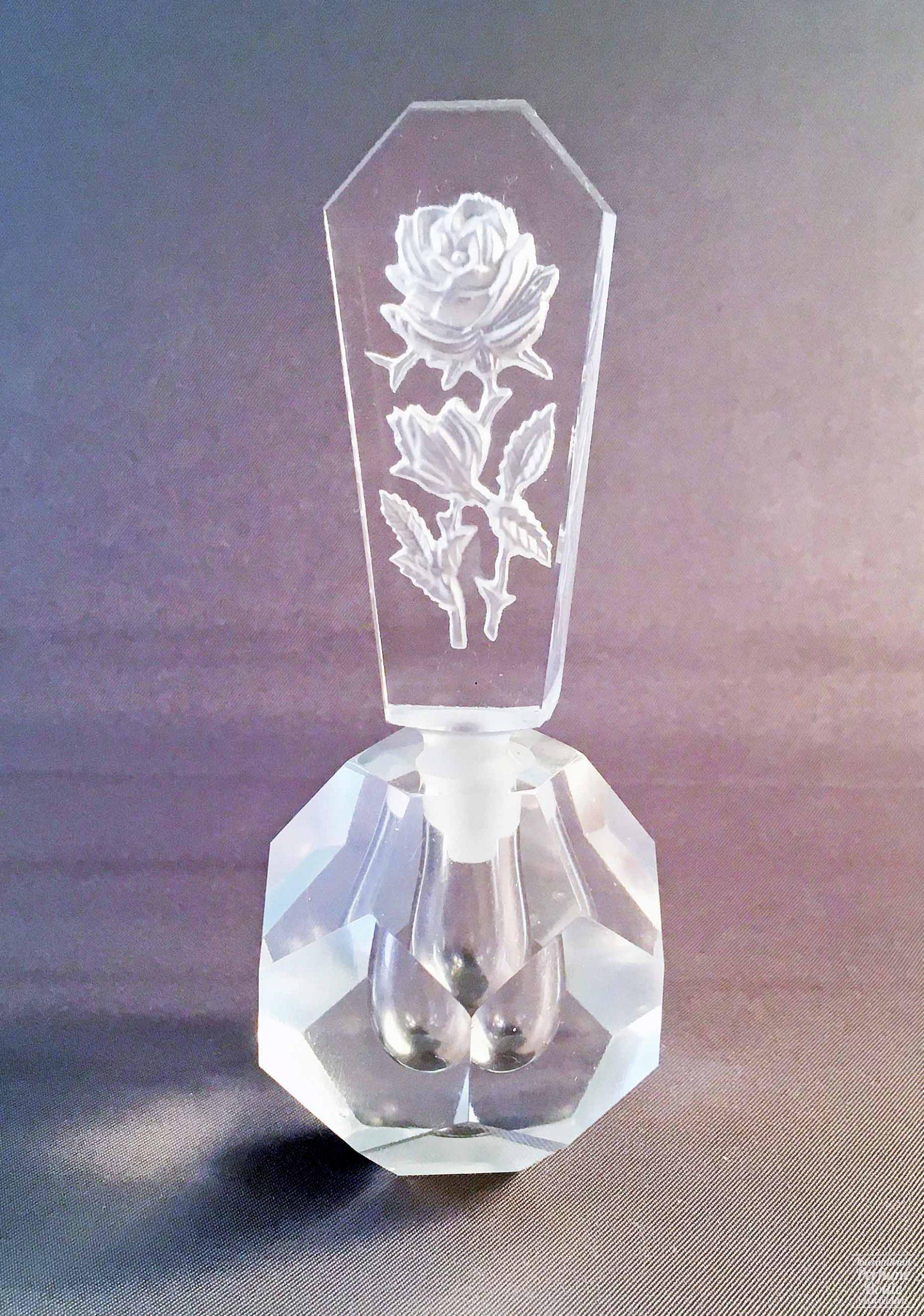 Crystal Perfume with Intaglio Cut Rose