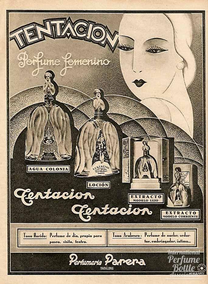 "Tentación" by Perfumería Parera Advertisement - circa 1920's