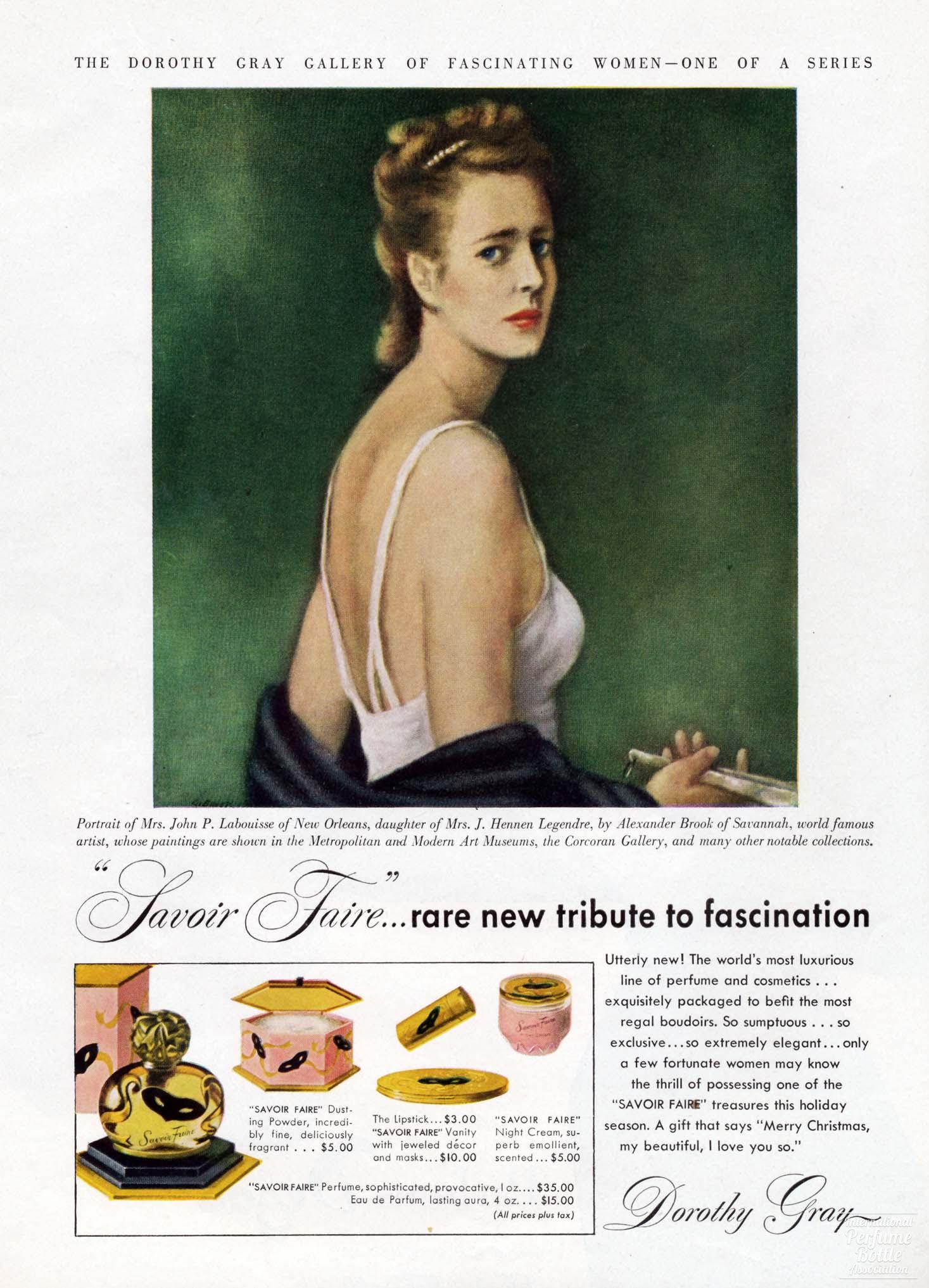"Savoir Faire" by Dorothy Gray Advertisement 1947