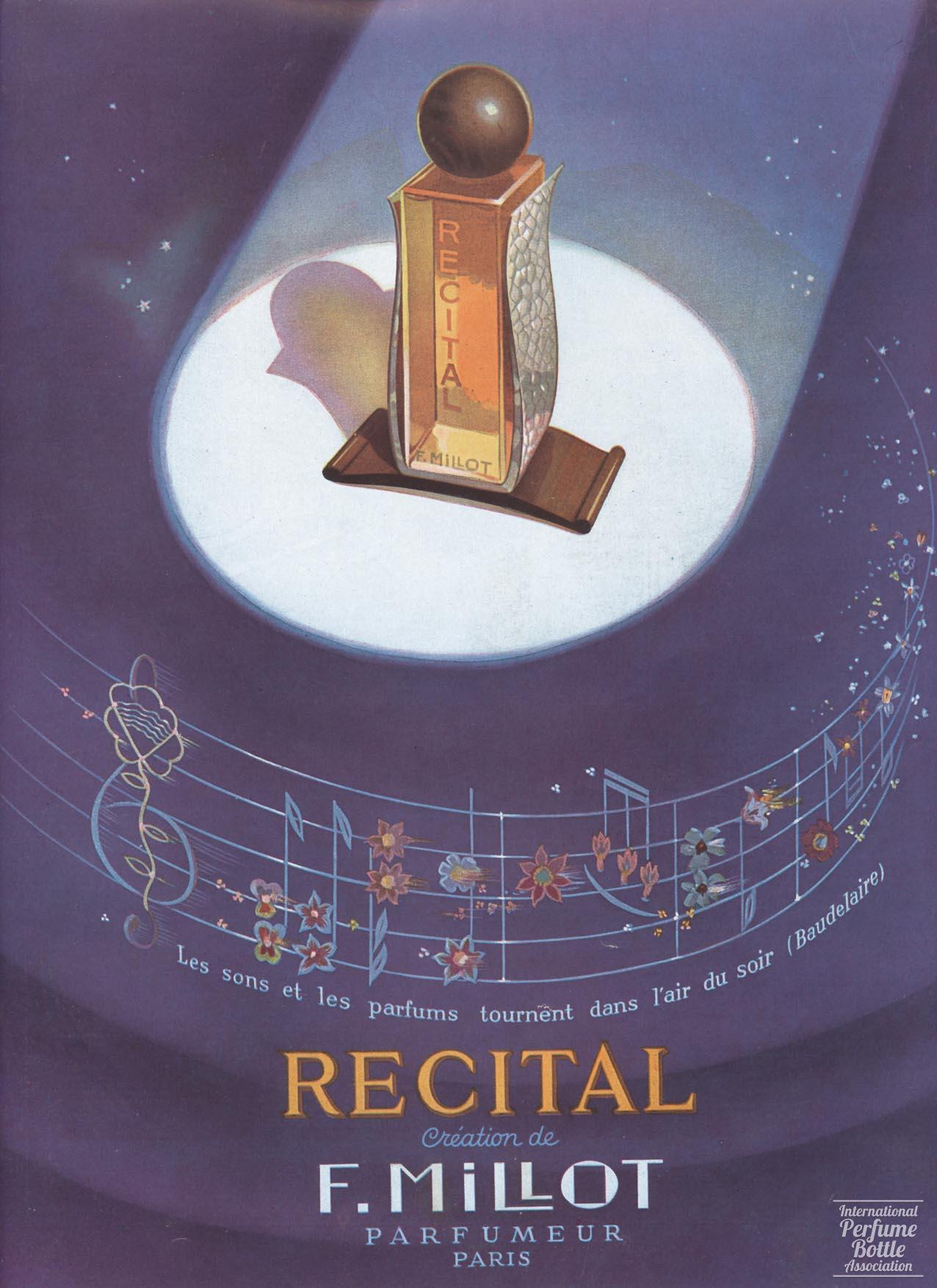 "Recital" by F. Millot Advertisement