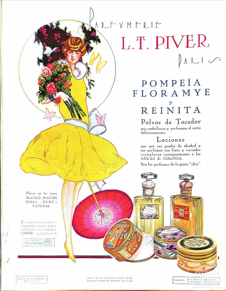 "Floramye", "Pompeïa", and "Reinita" by L. T. Piver Advertisement - 1927