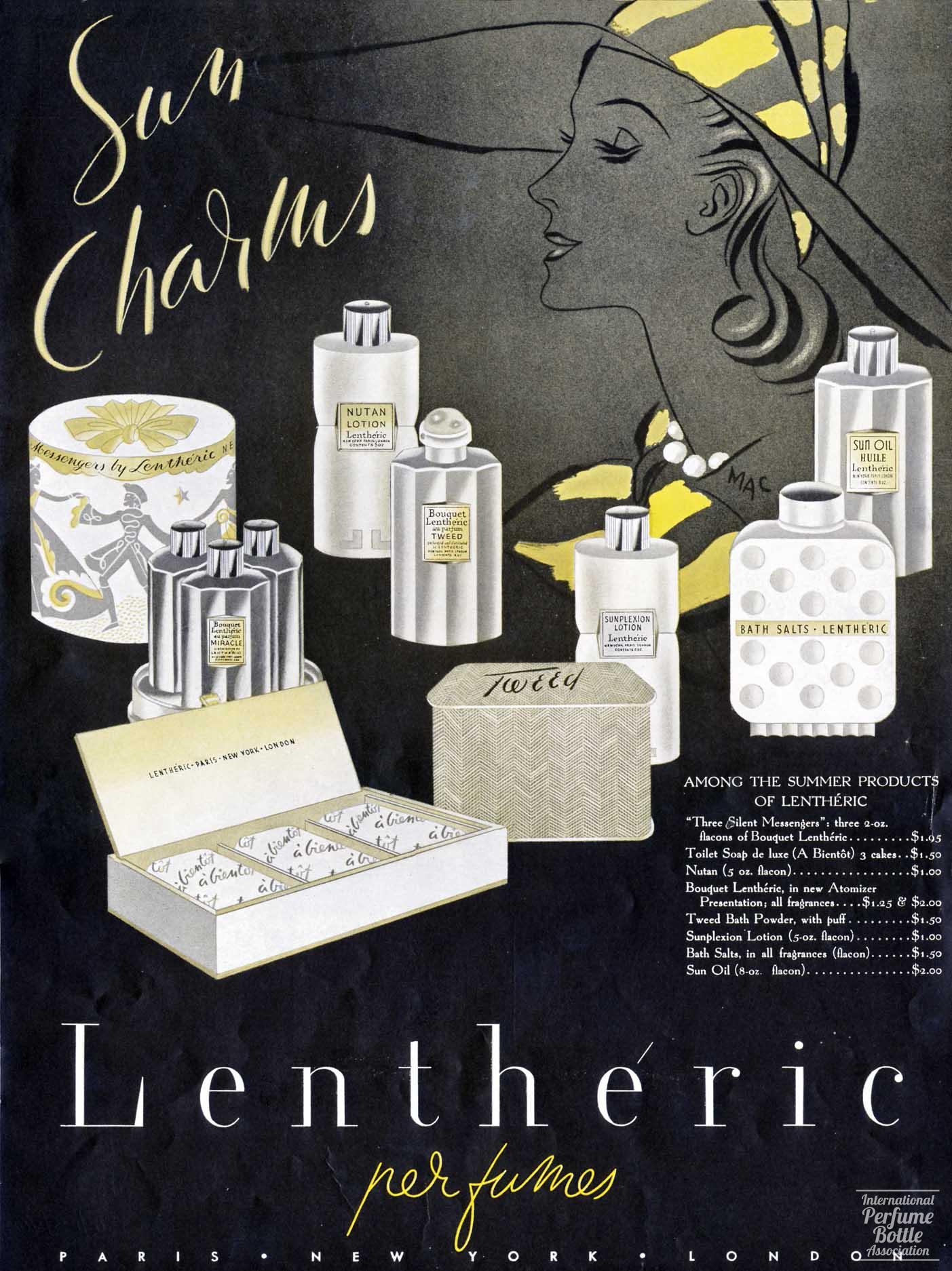 Perfume & Sun Tan Items by Lenthéric Advertisement - 1940