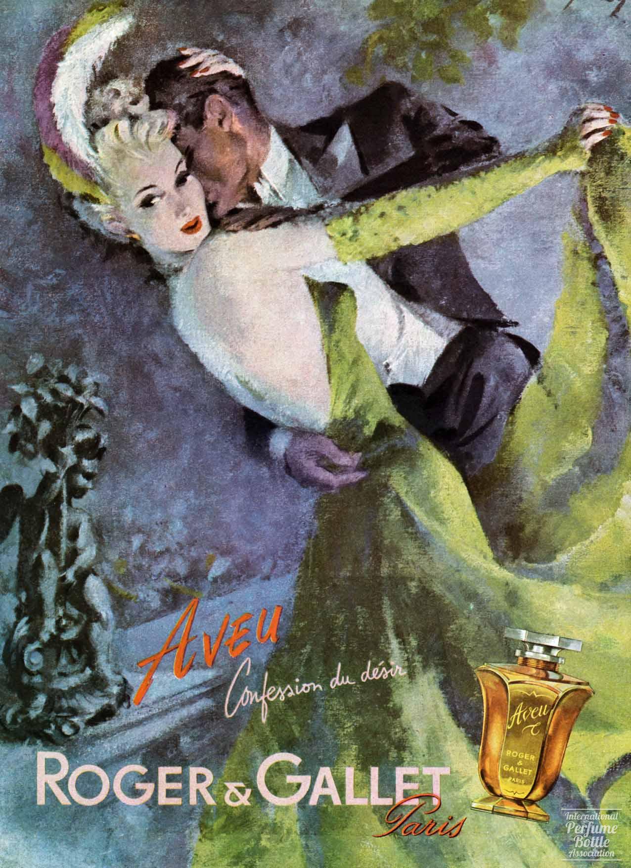 "Aveu" by Roger et Gallet Advertisement - 1947
