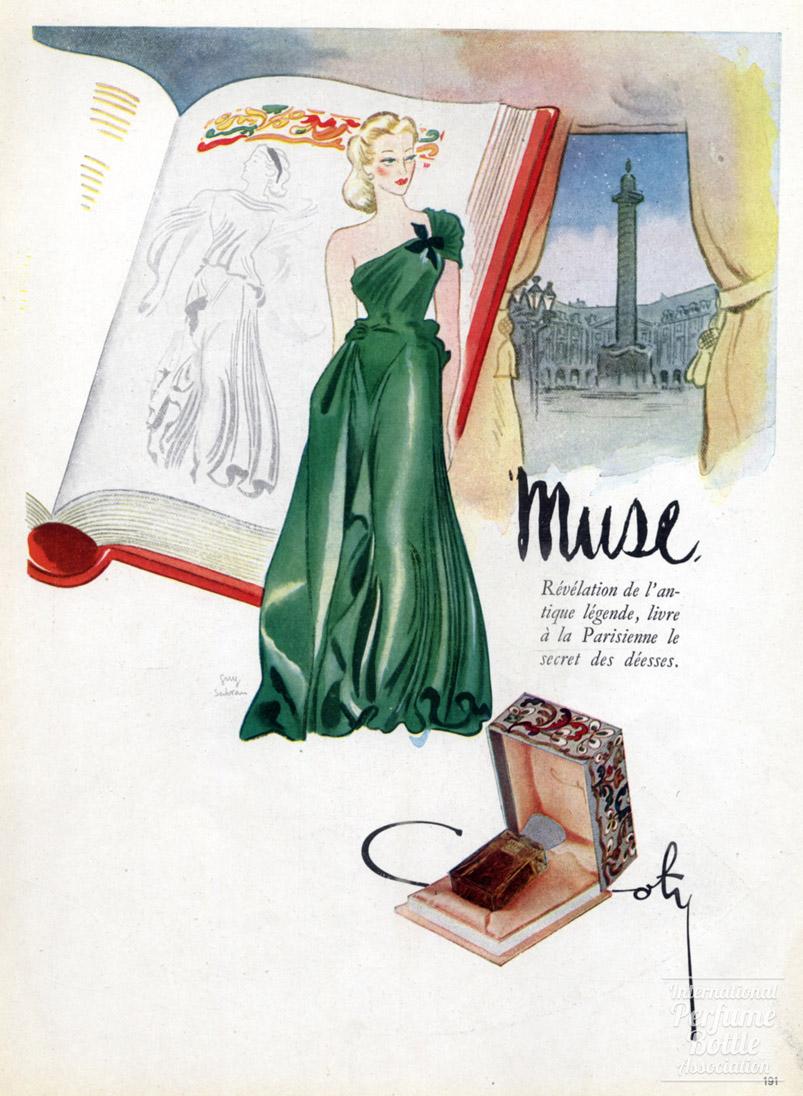 Place Vendôme "Muse" by Coty Advertisement - 1946