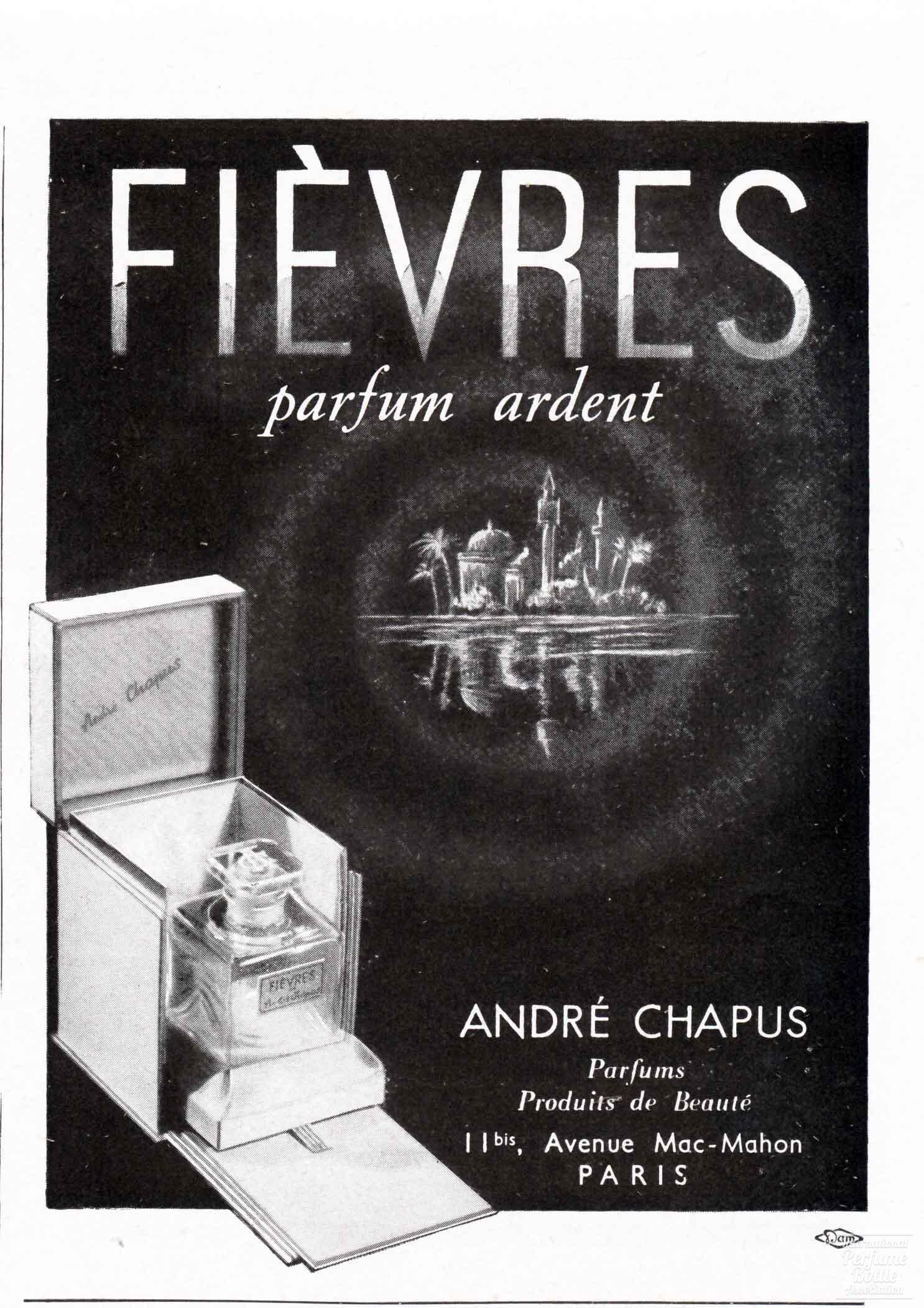 "Fiévres" by André Chapus Advertisement - 1941