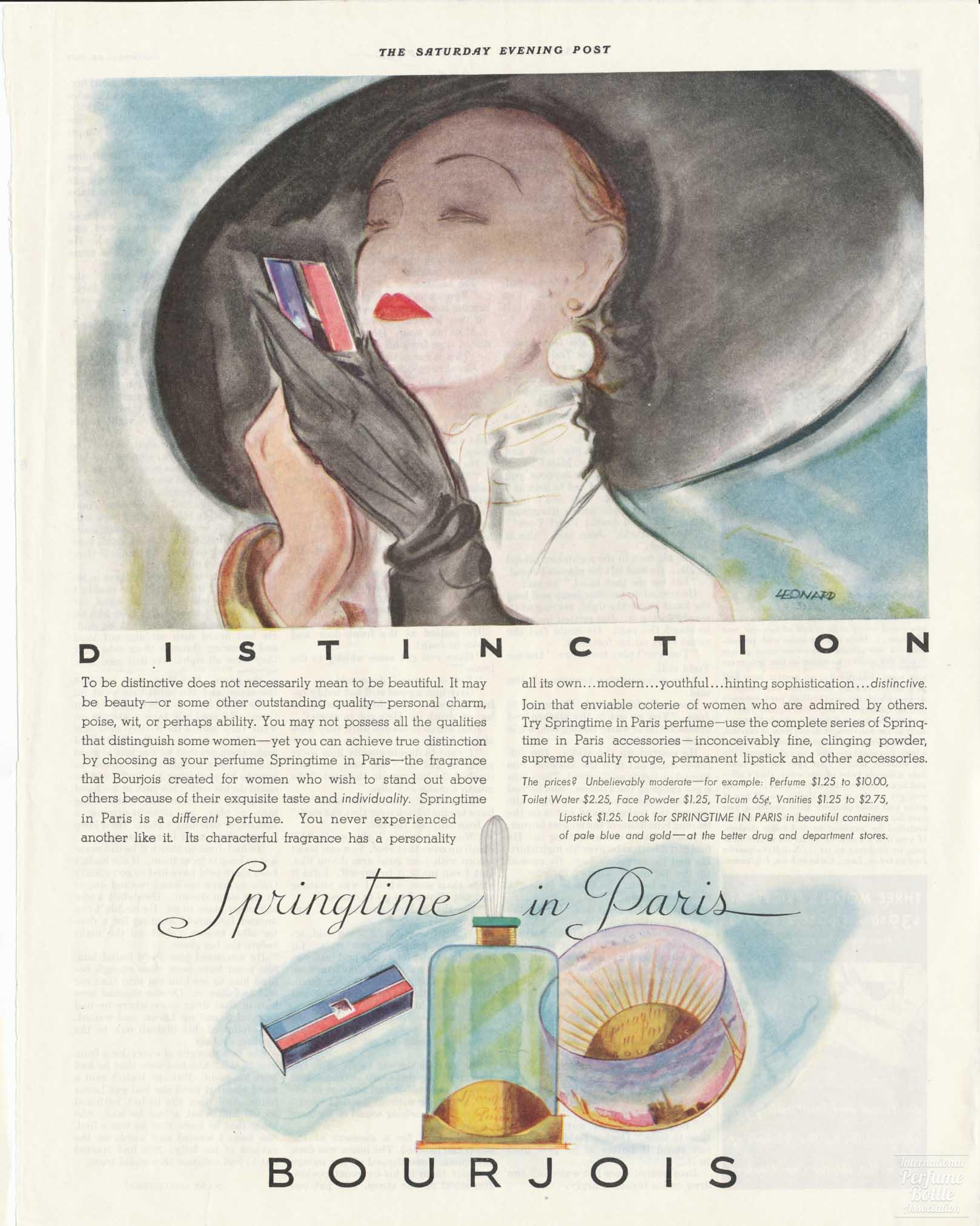 "Springtime in Paris" by Bourjois Advertisement - 1933