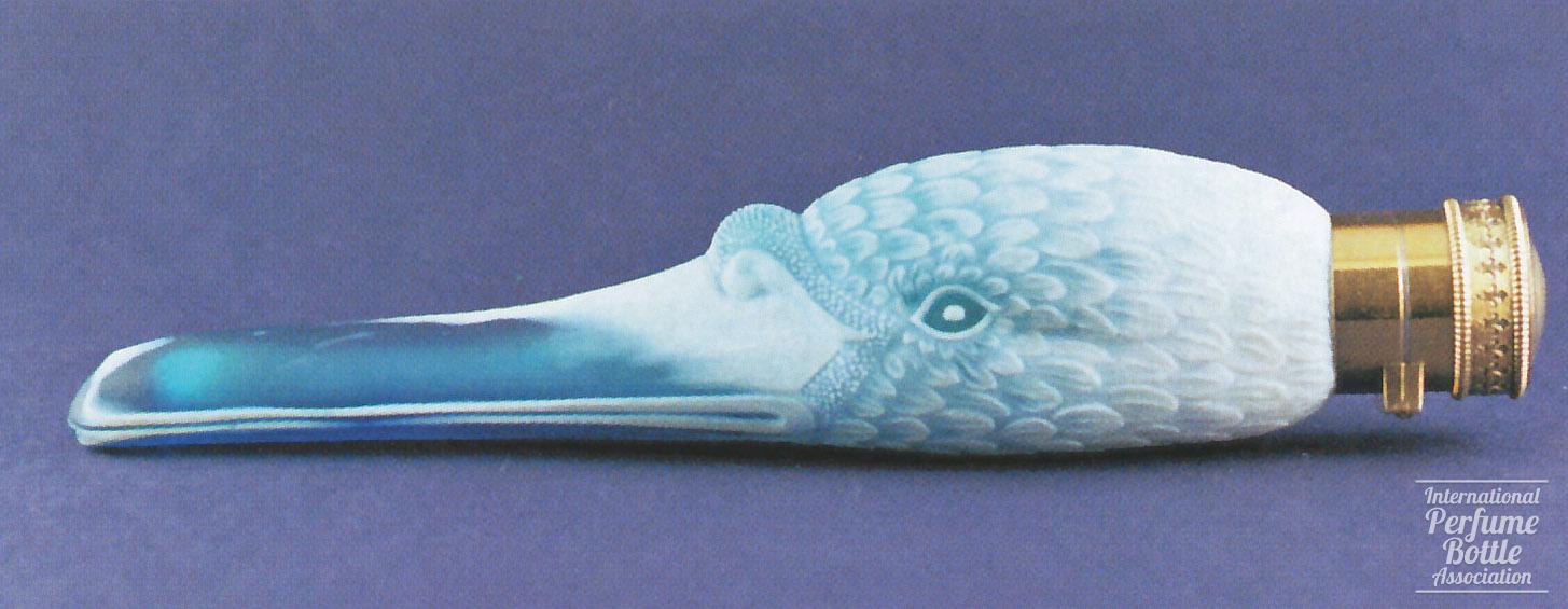 Blue Swan Laydown Cameo Glass Bottle