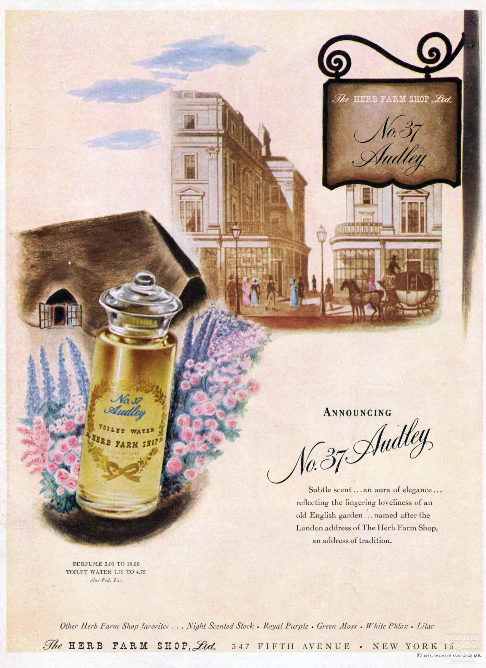 "No. 37 Audley" by The Herb Farm Shop Ltd. Ad - 1947