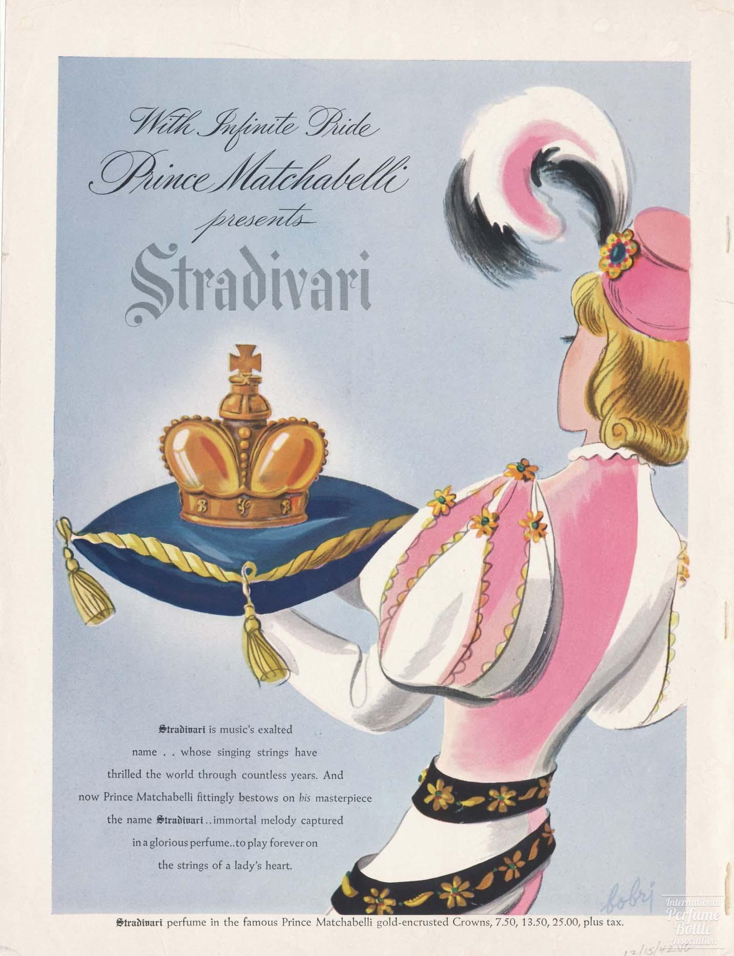 "Stradivari" by Prince Matchabelli Advertisement - 1942
