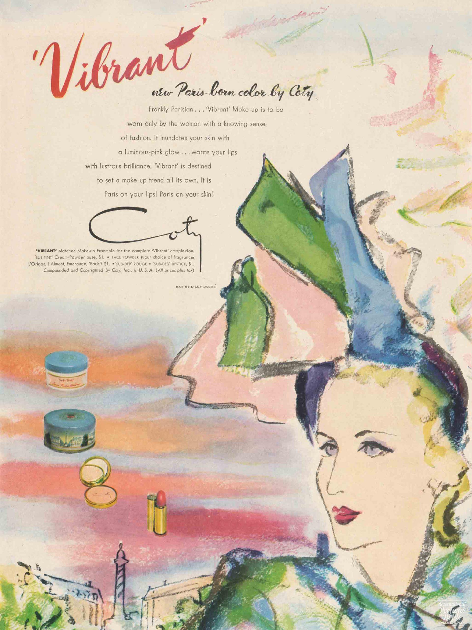 "Vibrant" Makeup Ensemble by Coty Advertisement - 1946