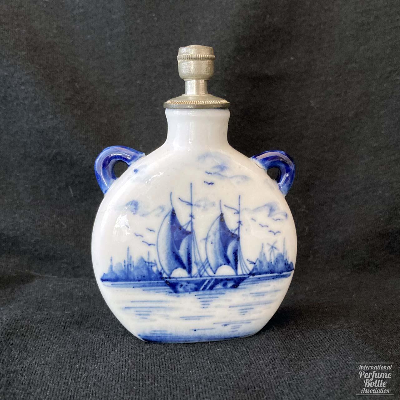 Crown Top With Delft Style Blue Sailboat