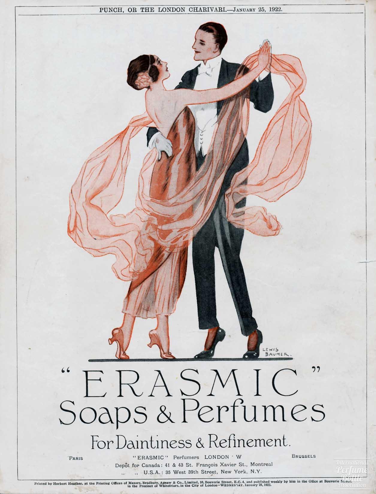 Erasmic Soaps and Perfumes Ad - 1922