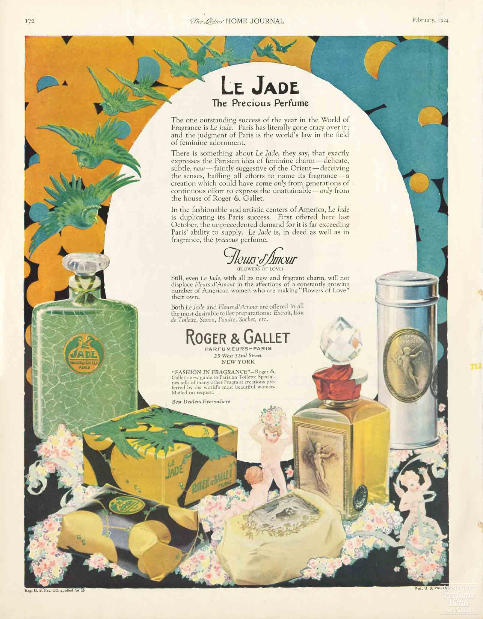 "Le Jade" and "Fleurs d'Amour" by Roger et Gallet Advertisement - 1924
