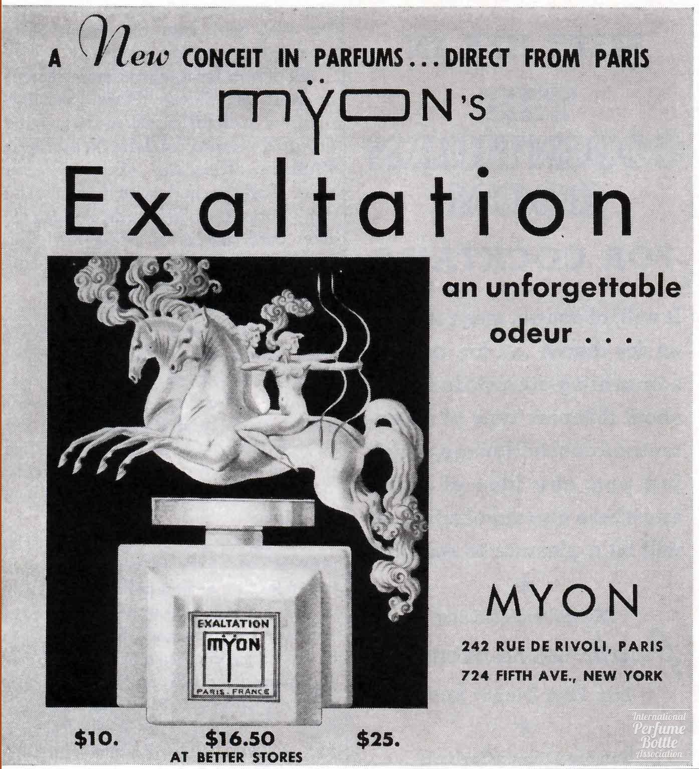 "Exaltation" by Mÿon Advertisement - 1934