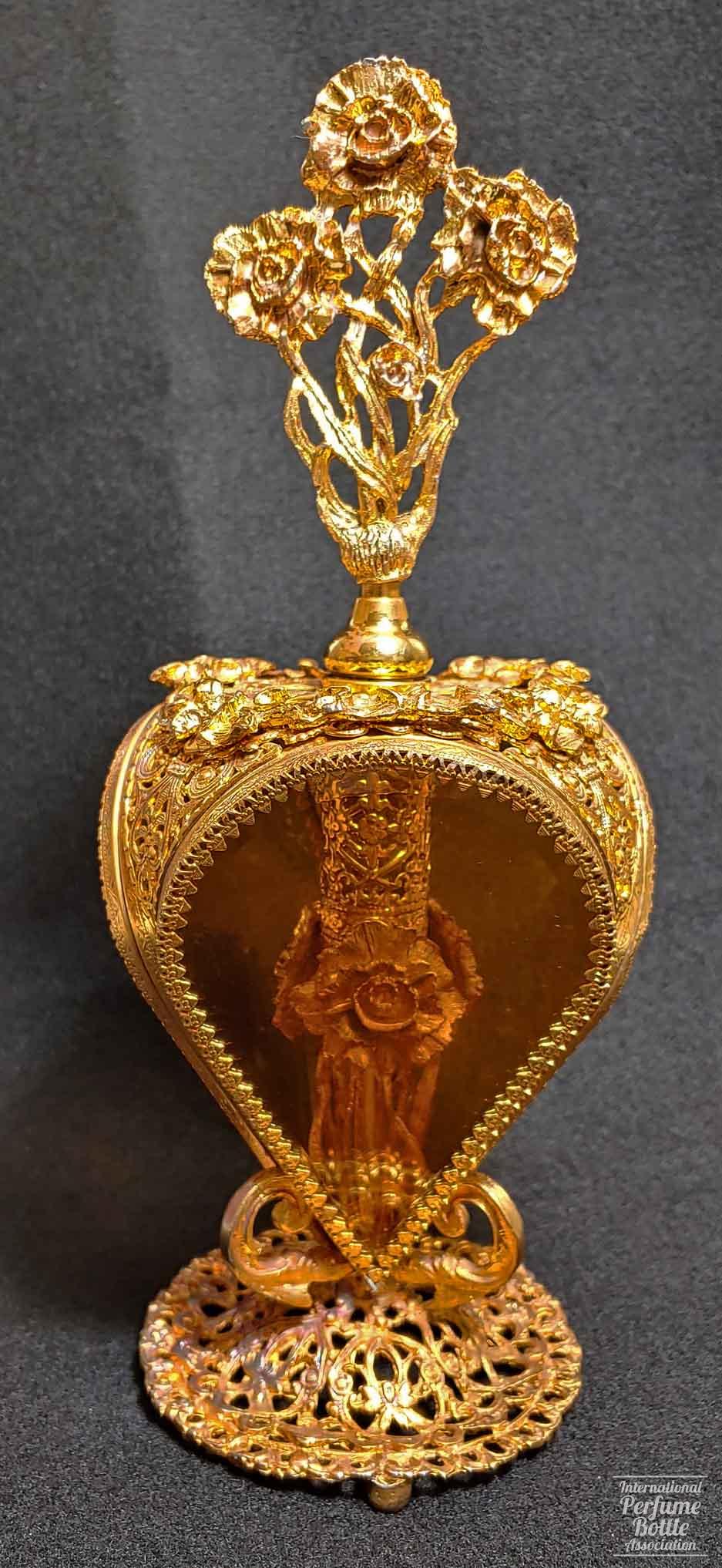 Heart Shaped Brass Filigree Bottle