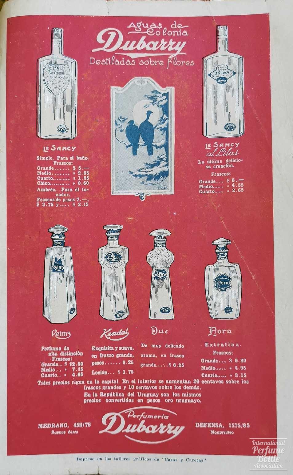 Colognes by Dubarry Advertisement - 1925-1928