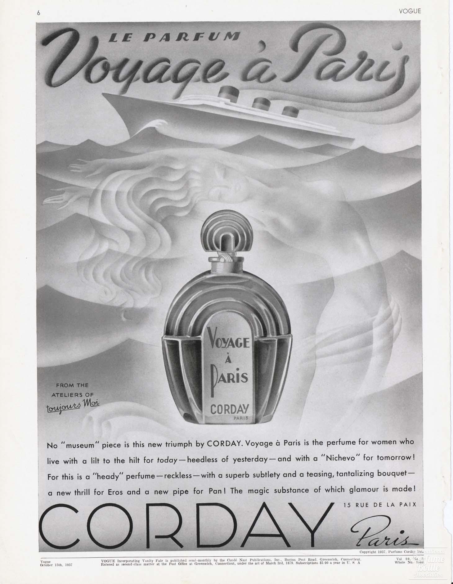 "Voyage á Paris" by Corday Advertisement - 1937