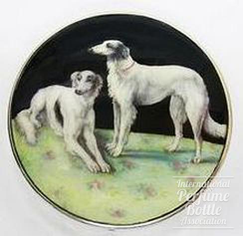 Enamel Compact With White Wolfhounds