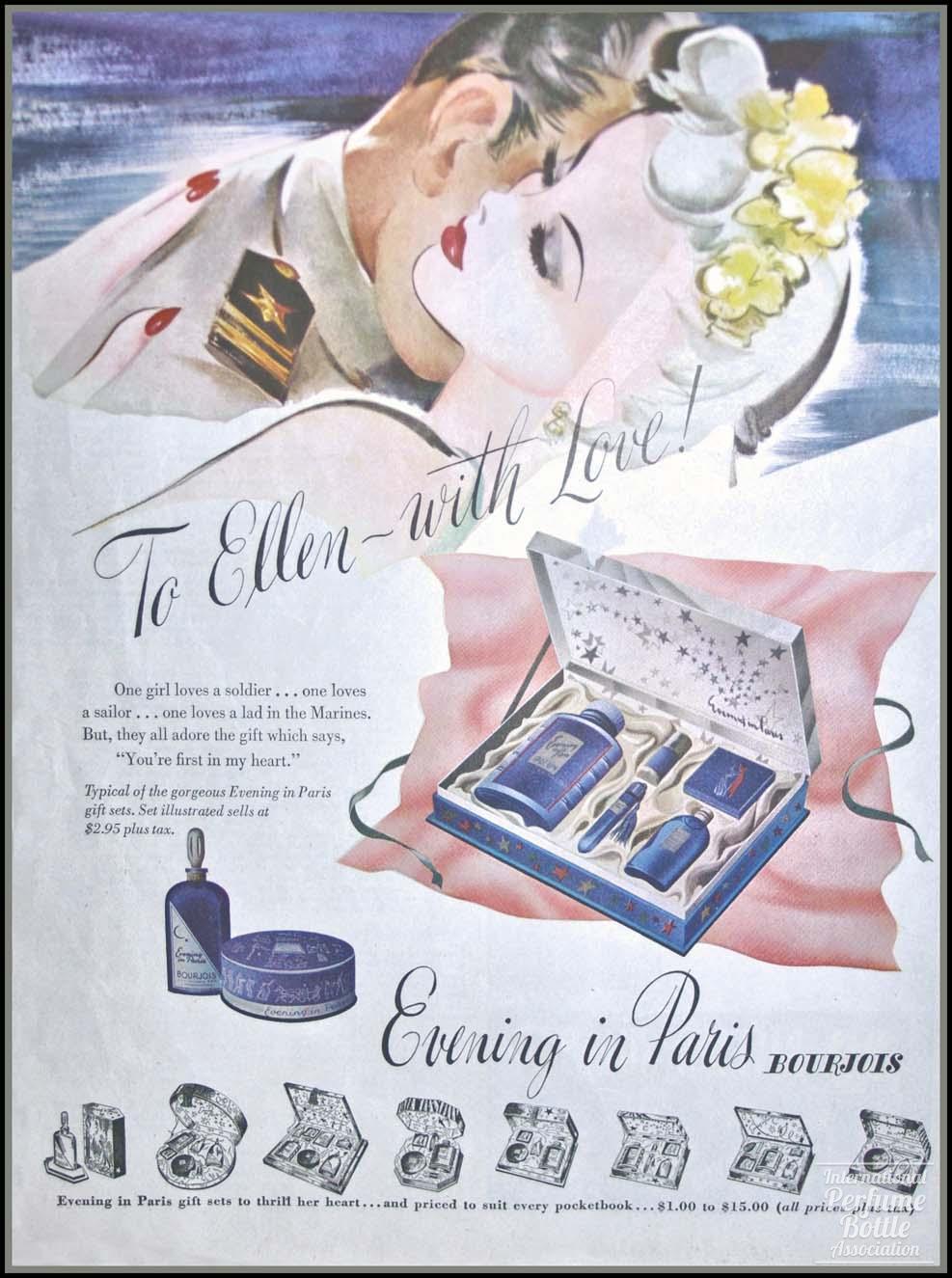 "Evening in Paris" by Bourjois Wartime Advertisement - 1940's
