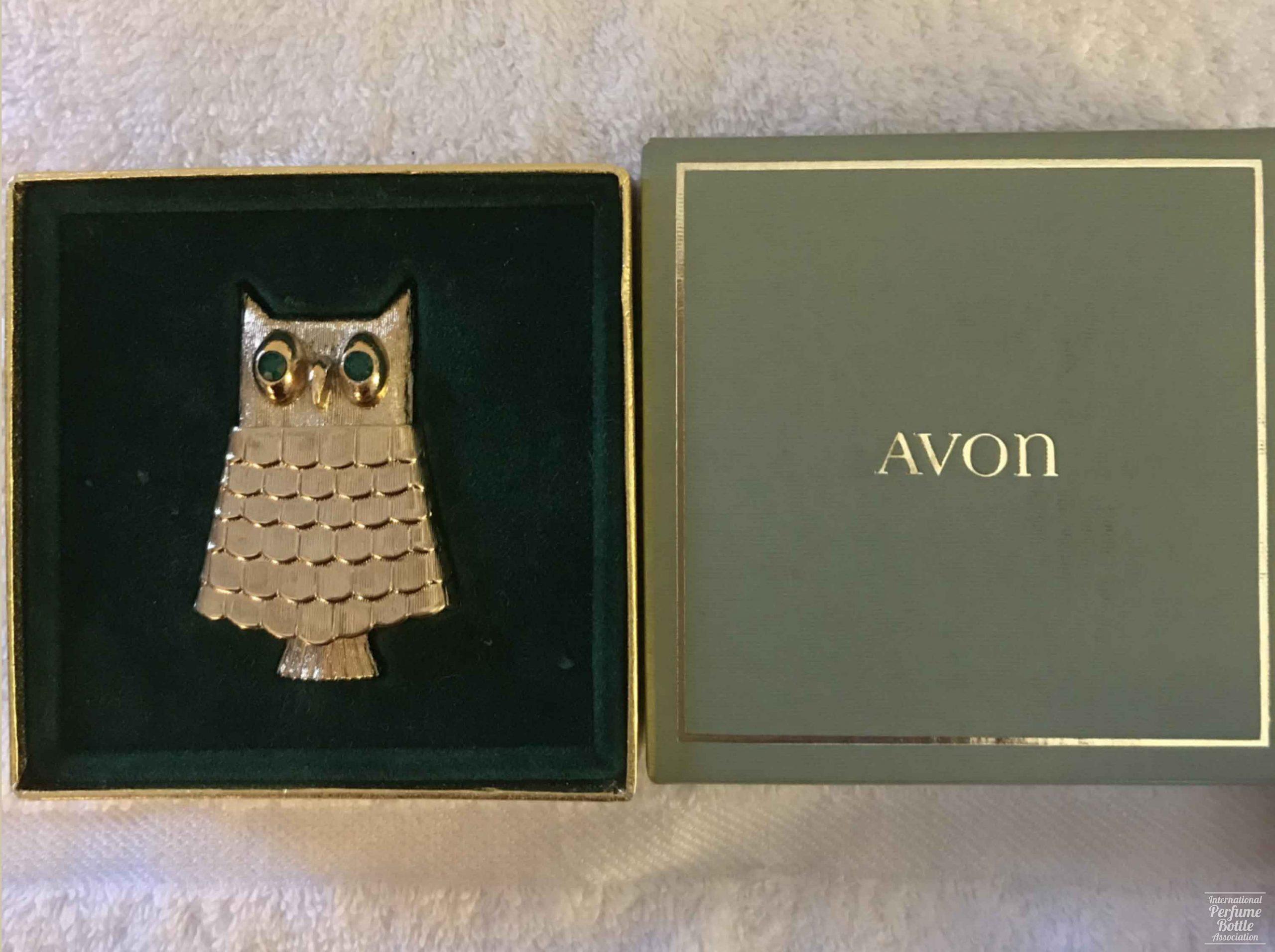 Owl Solid Perfume Brooch by Avon