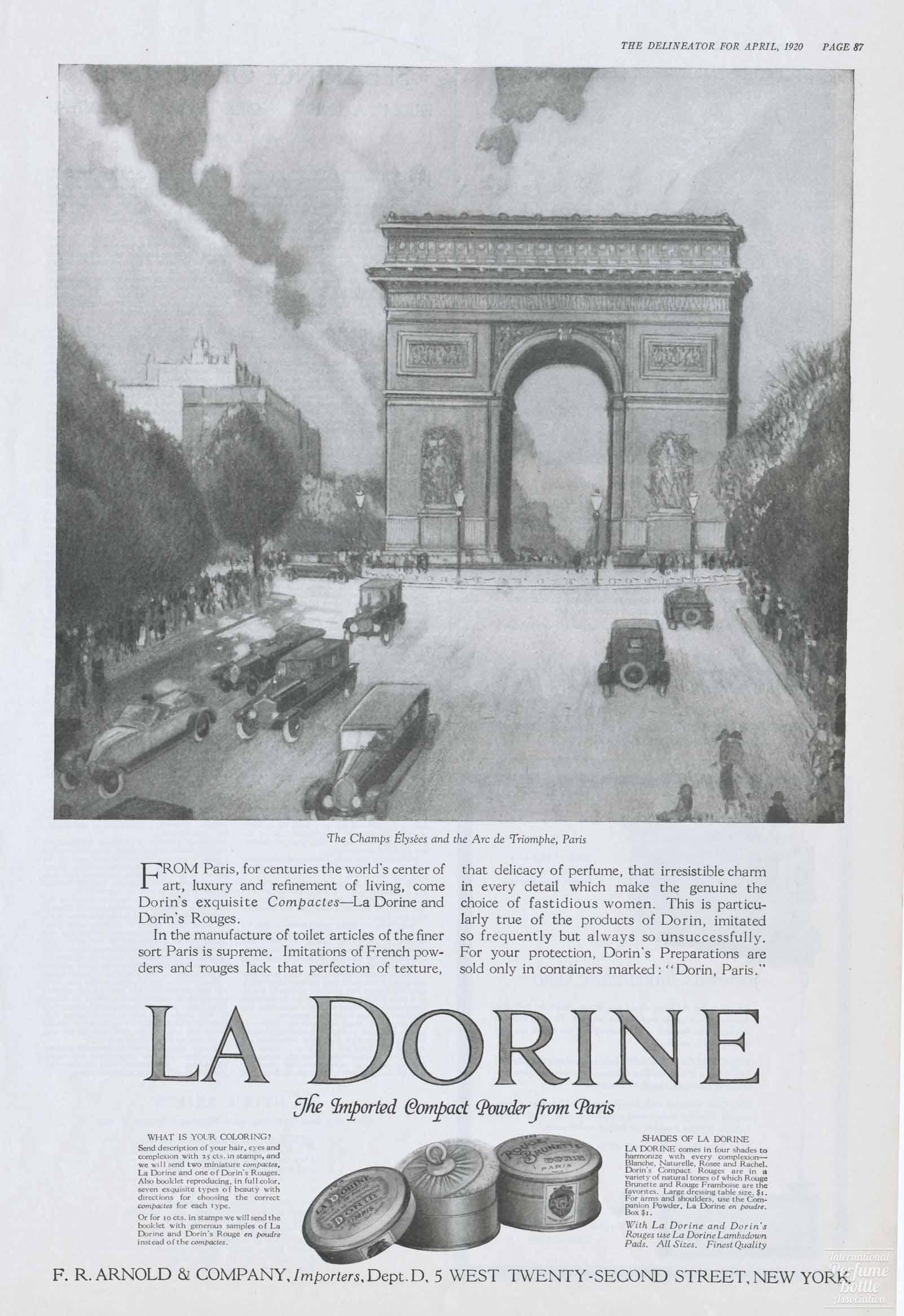 “La Dorine” Powder Boxes by Dorin Advertisement - 1920