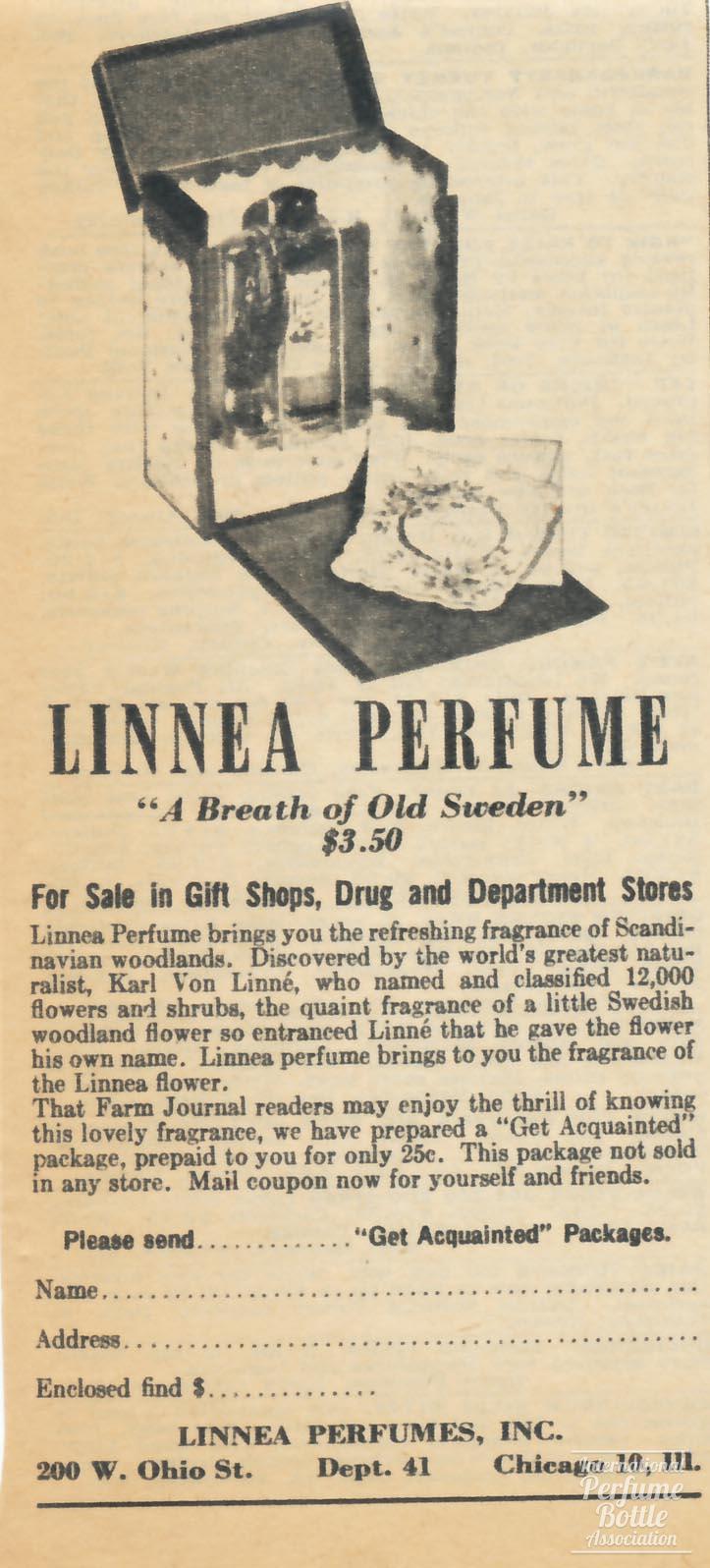 Linnea Perfumes Advertisement - 1945