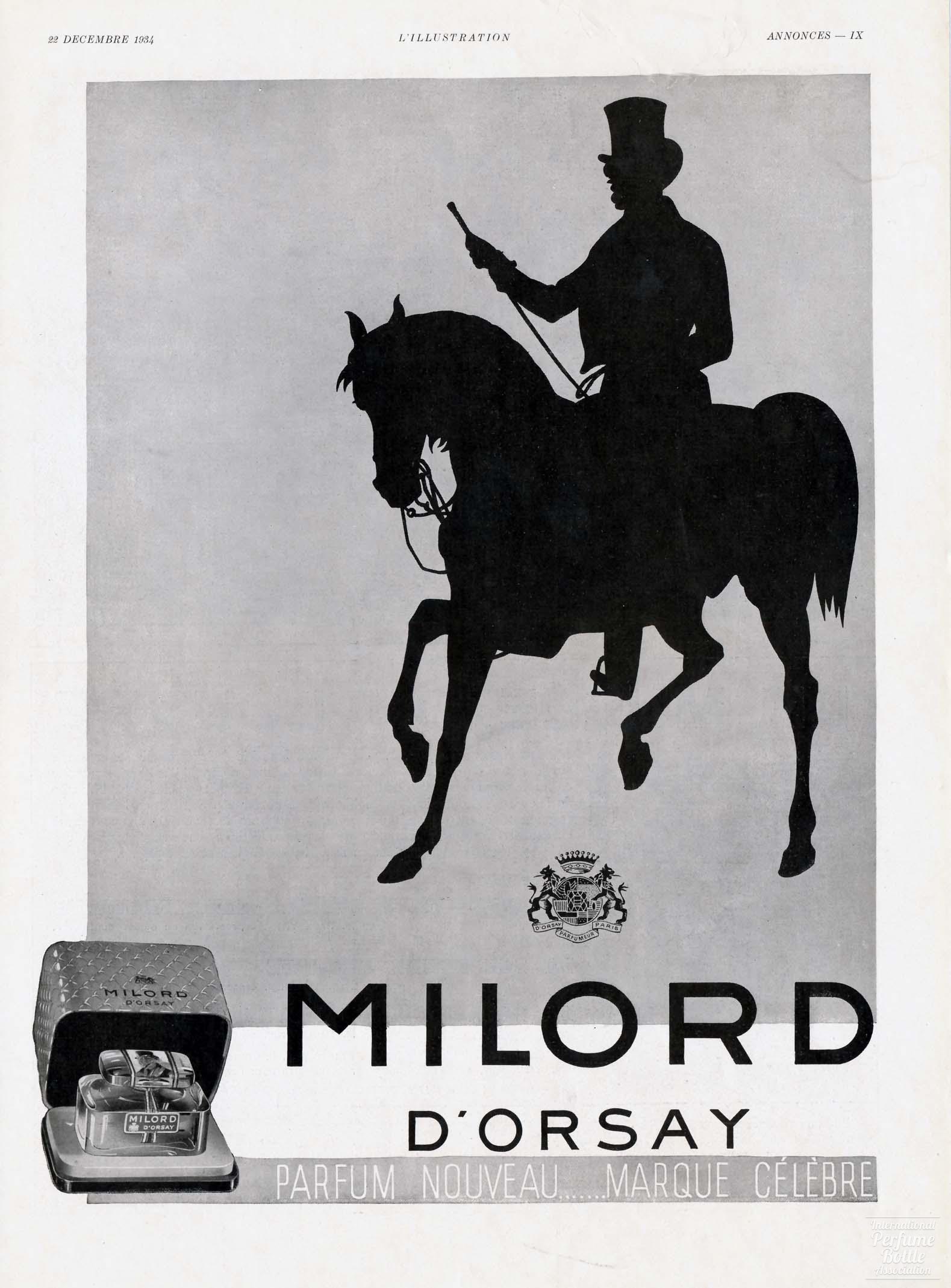 "Milord" by D'Orsay Advertisement - 1934