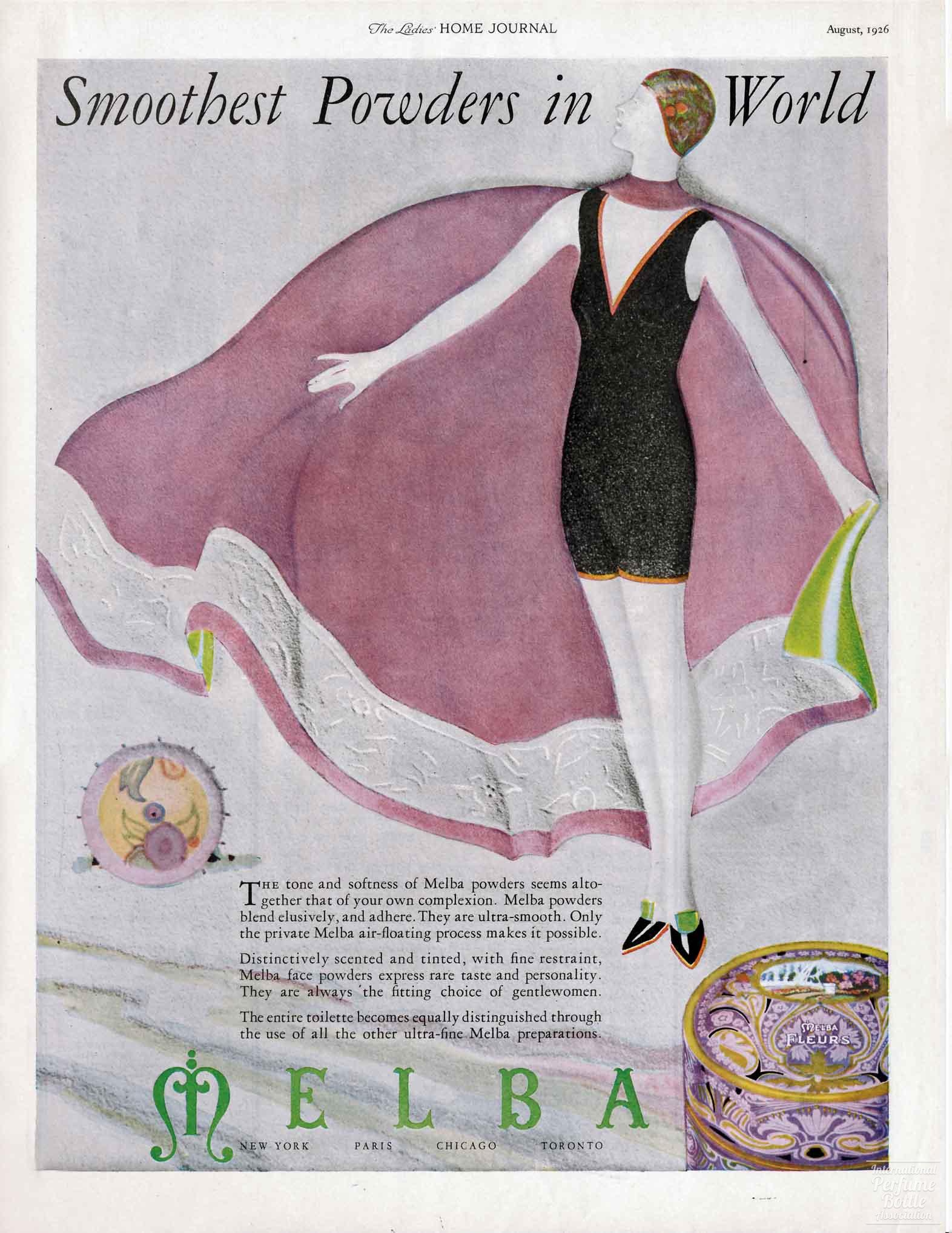 Face Powders by Melba Advertisement - 1926