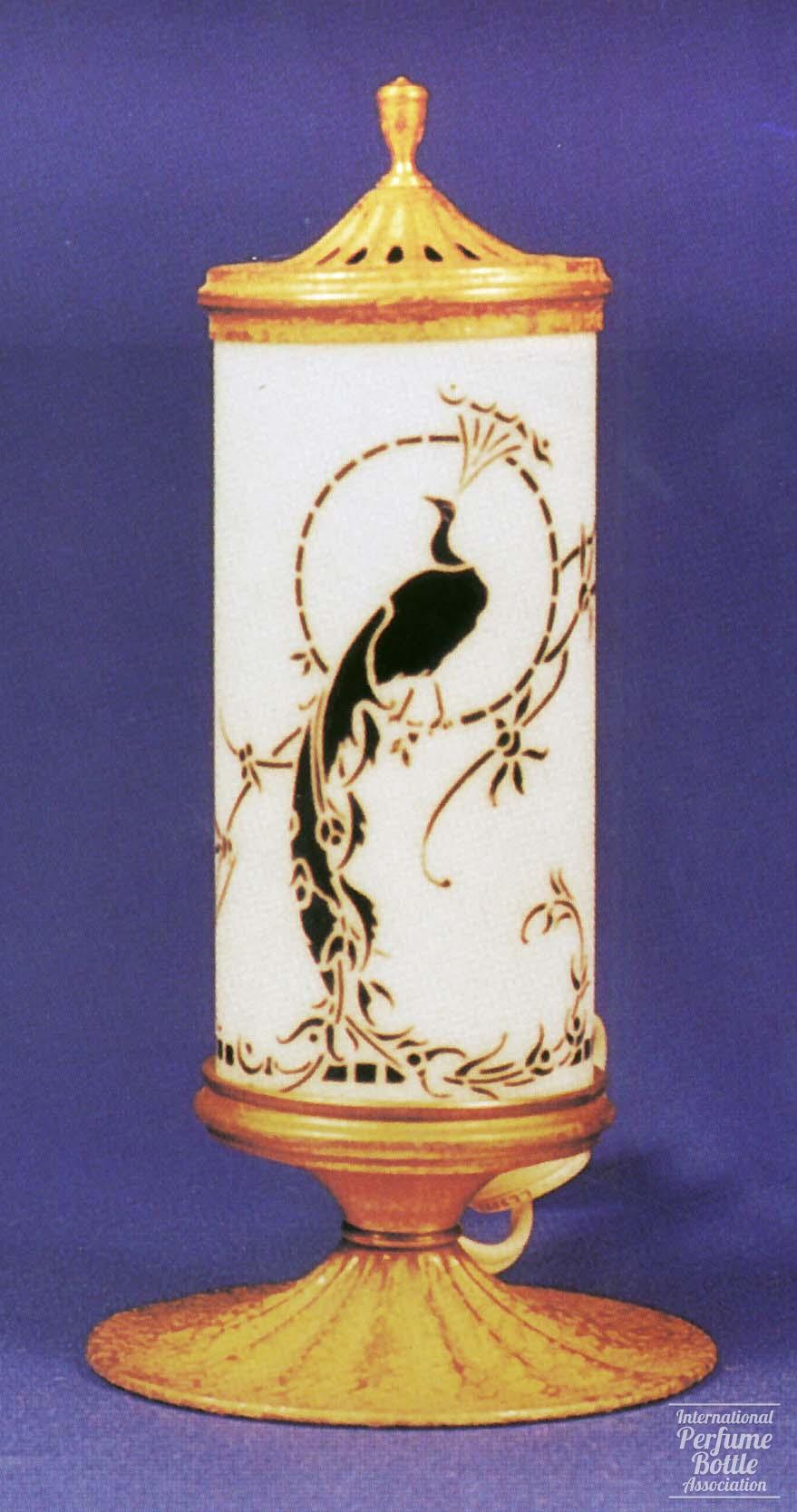 Perfume Lamp With Peacock Shade by DeVilbiss