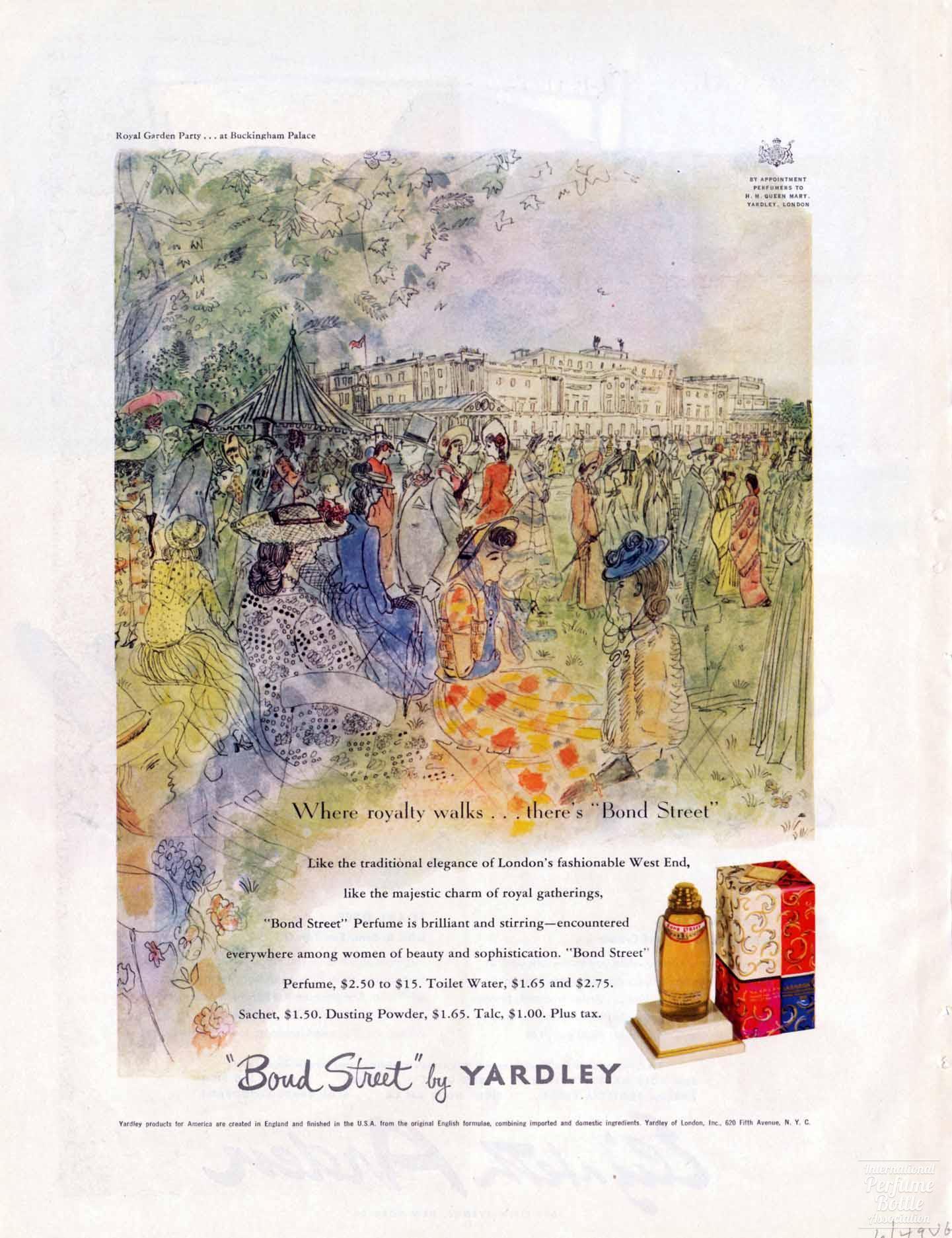 "Bond Street" by Yardley Buckingham Palace Advertisement - 1949