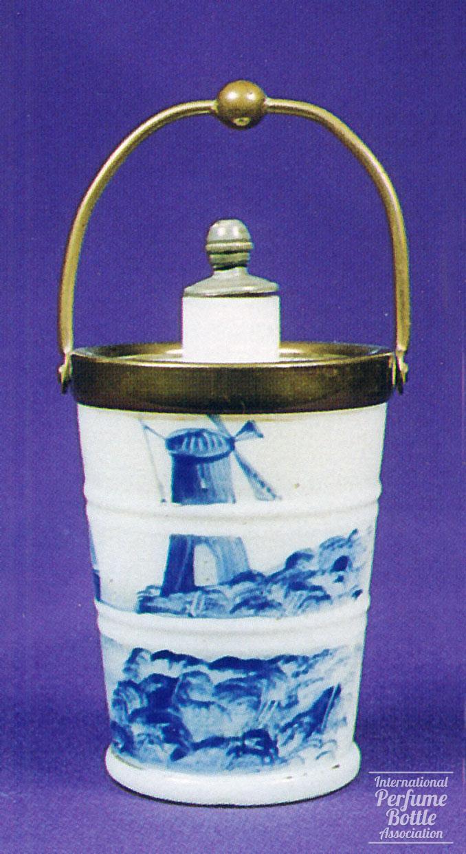Pail Decorated With Dutch Windmill Crown Top