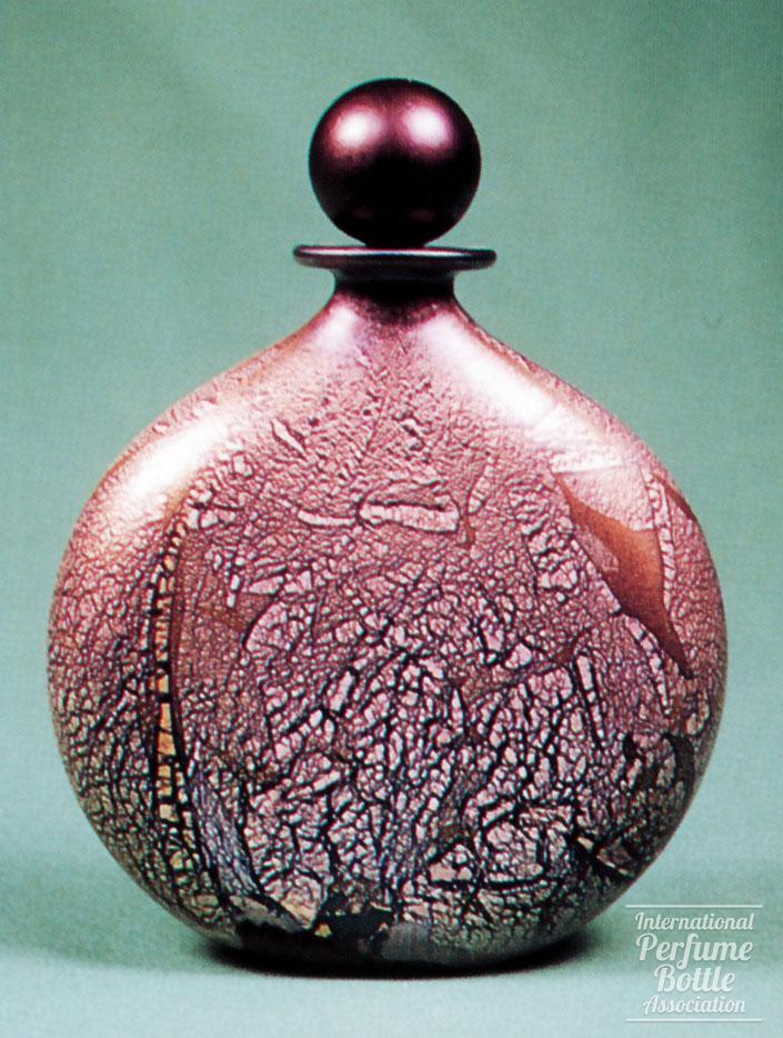 Red Iridescent Perfume Bottle by Isle of Wight Glass