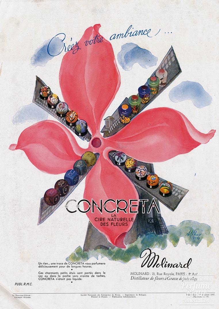 "Concreta" by Molinard Advertisement - 1947