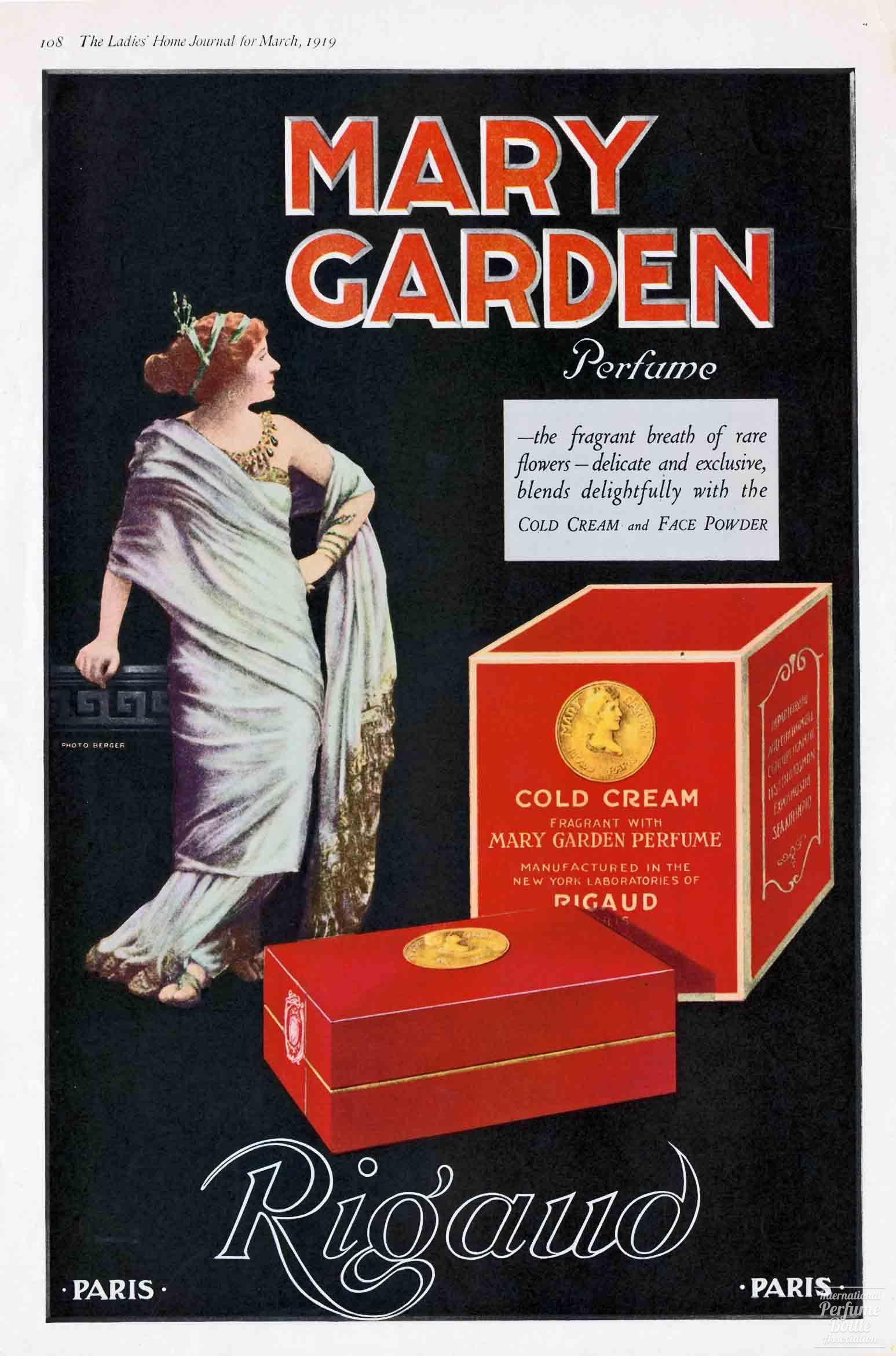 "Mary Garden" by Rigaud Advertisement - 1919