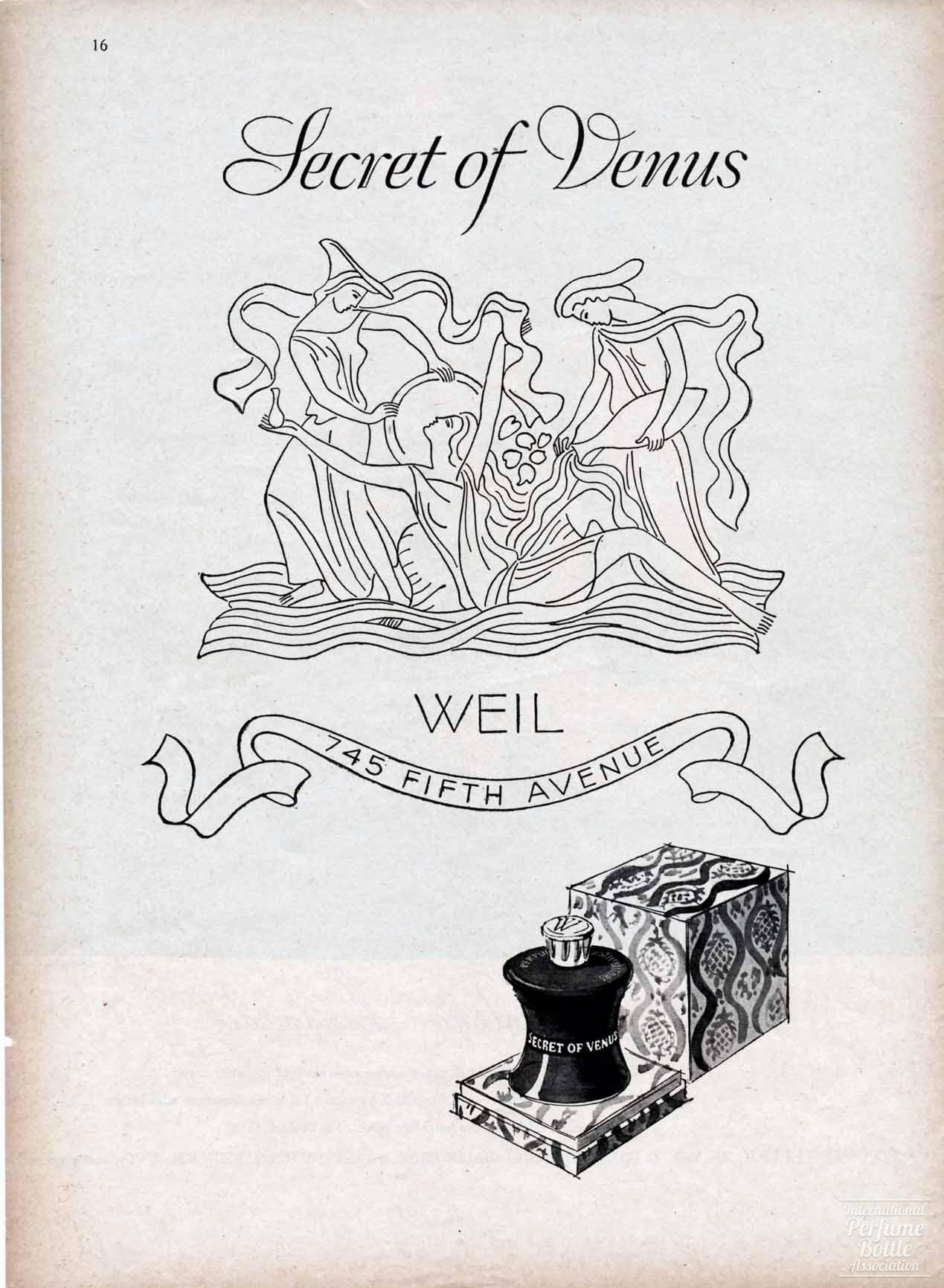 "Secret of Venus" by Weil Advertisement - 1946