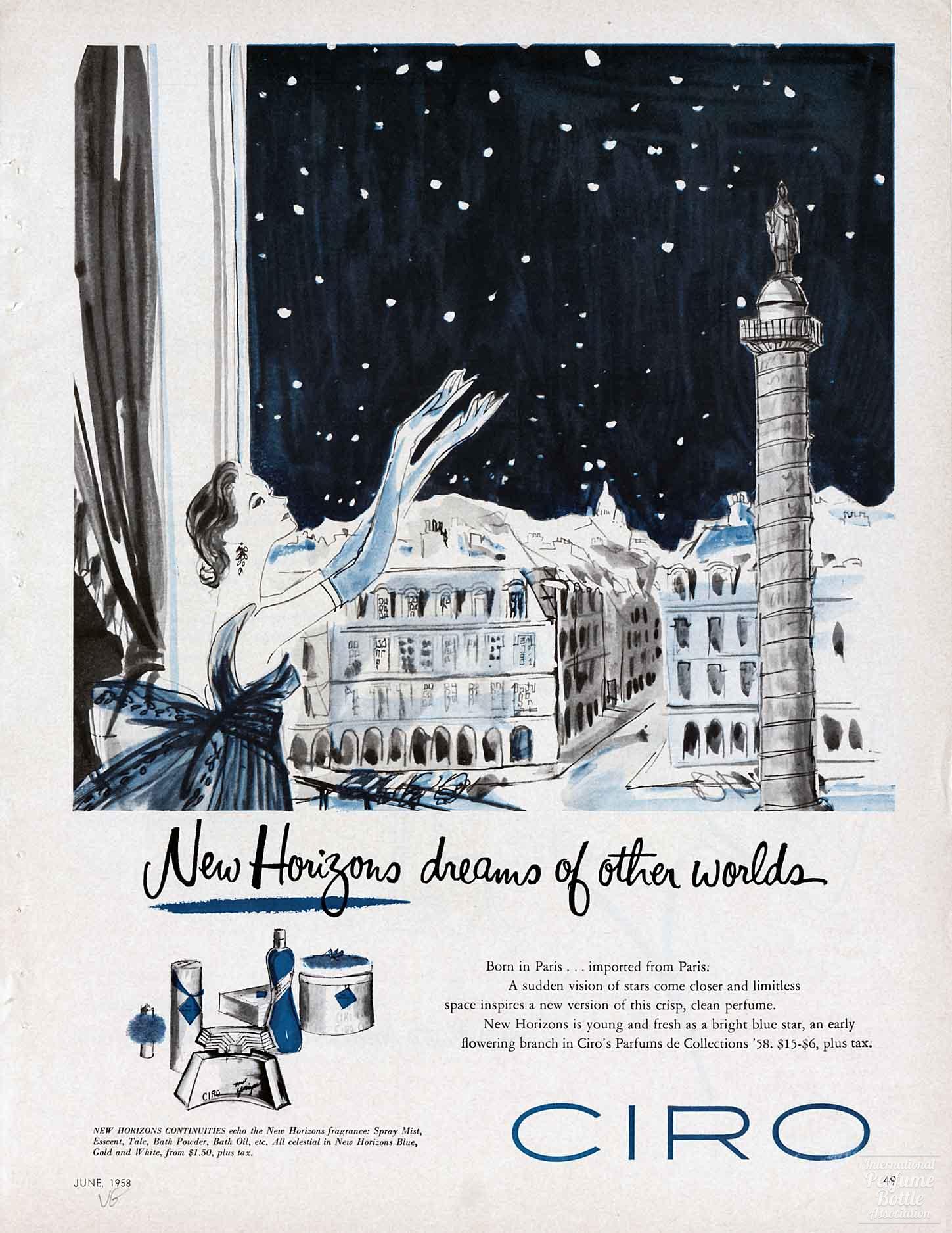 "New Horizons" by Ciro Advertisement - 1958