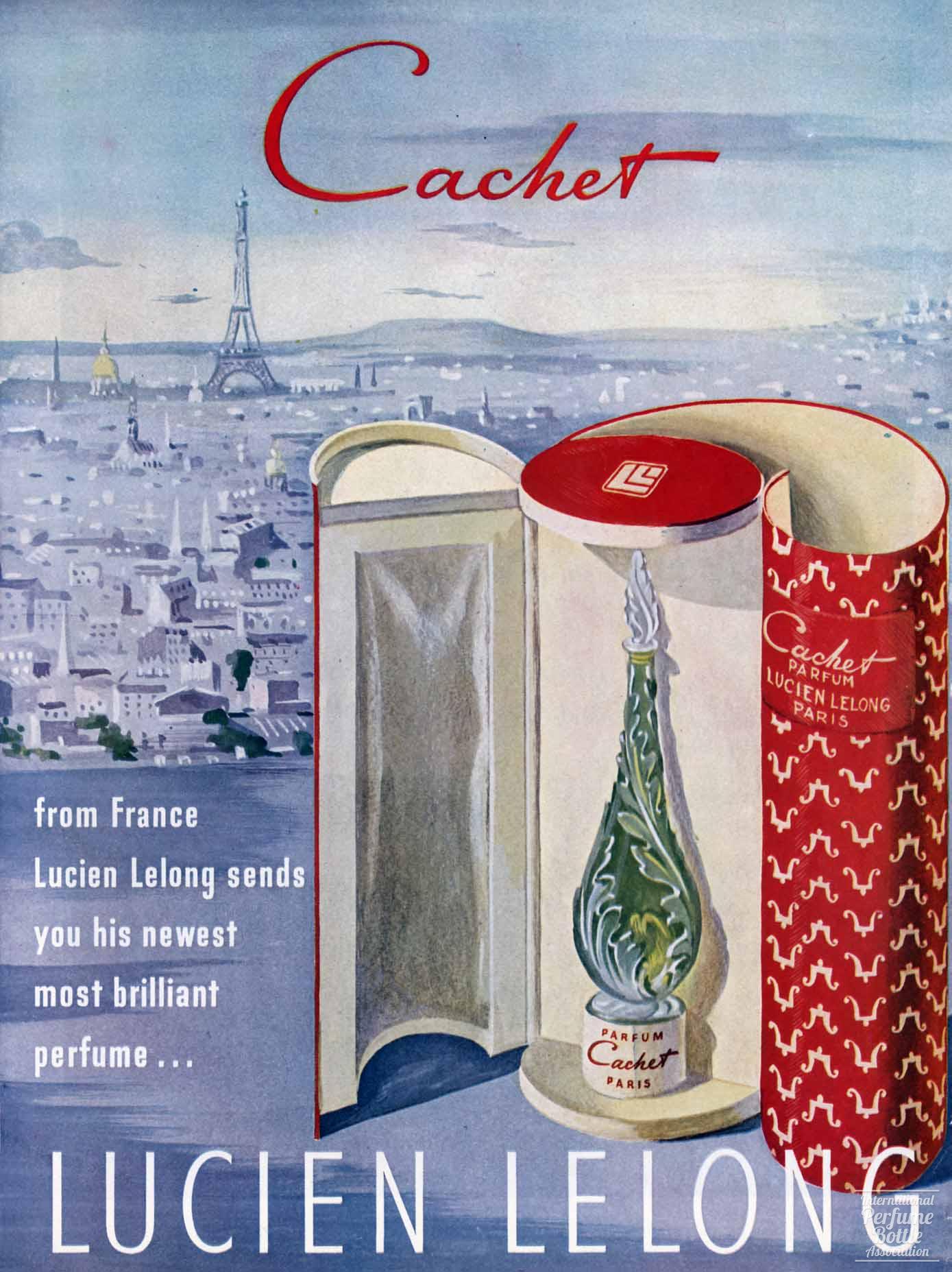 "Cachet" by Lucien Lelong Advertisement - 1950