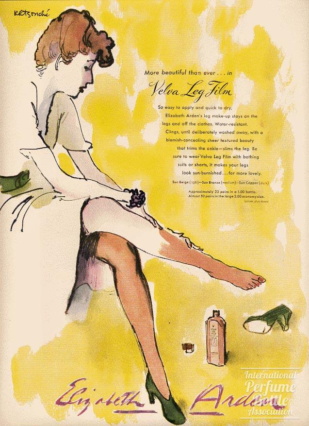 "Velva Leg Film" by Elizabeth Arden Advertisement - 1940's