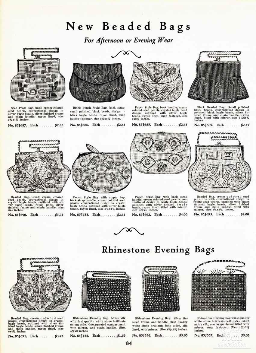 Beaded and Rhinestone Evening Bags Advertisement - 1933