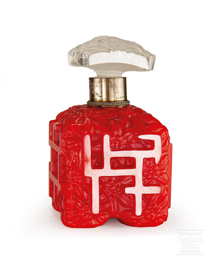 Red Czech Perfume With Floral Relief