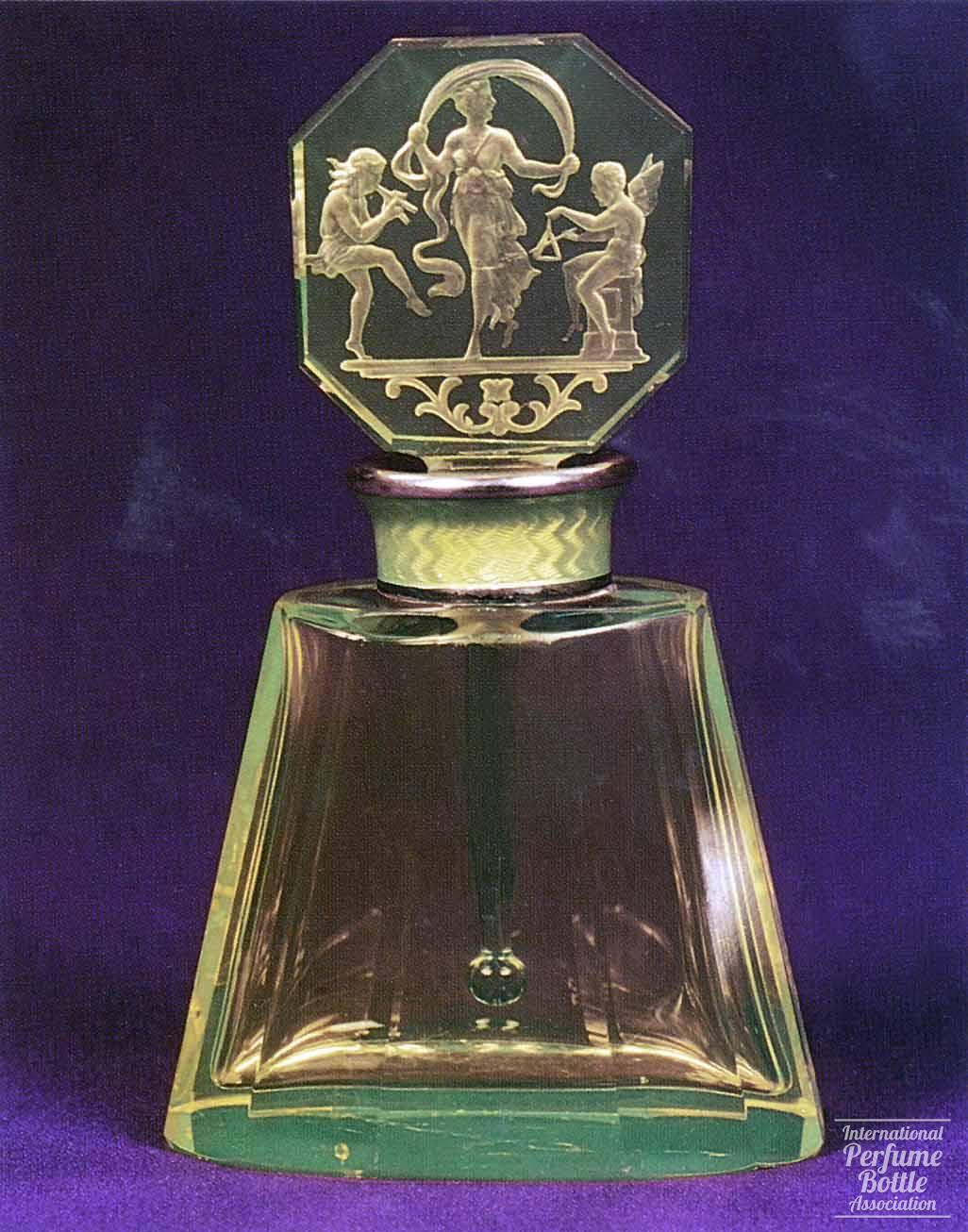 Vaseline Crystal Bottle With Dancing Musicians by Hoffmann