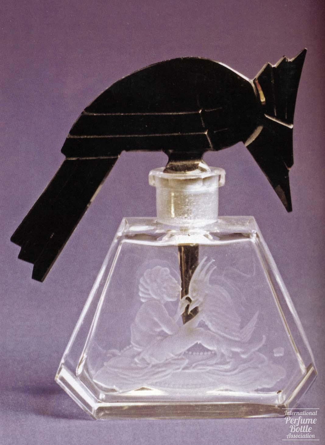 Cockatoo Bottle by Hoffmann in Clear and Black Glass