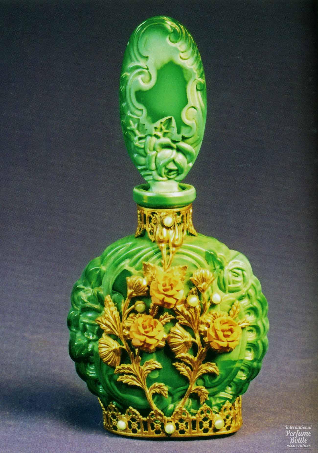 Green Malachite Bottle With Roses