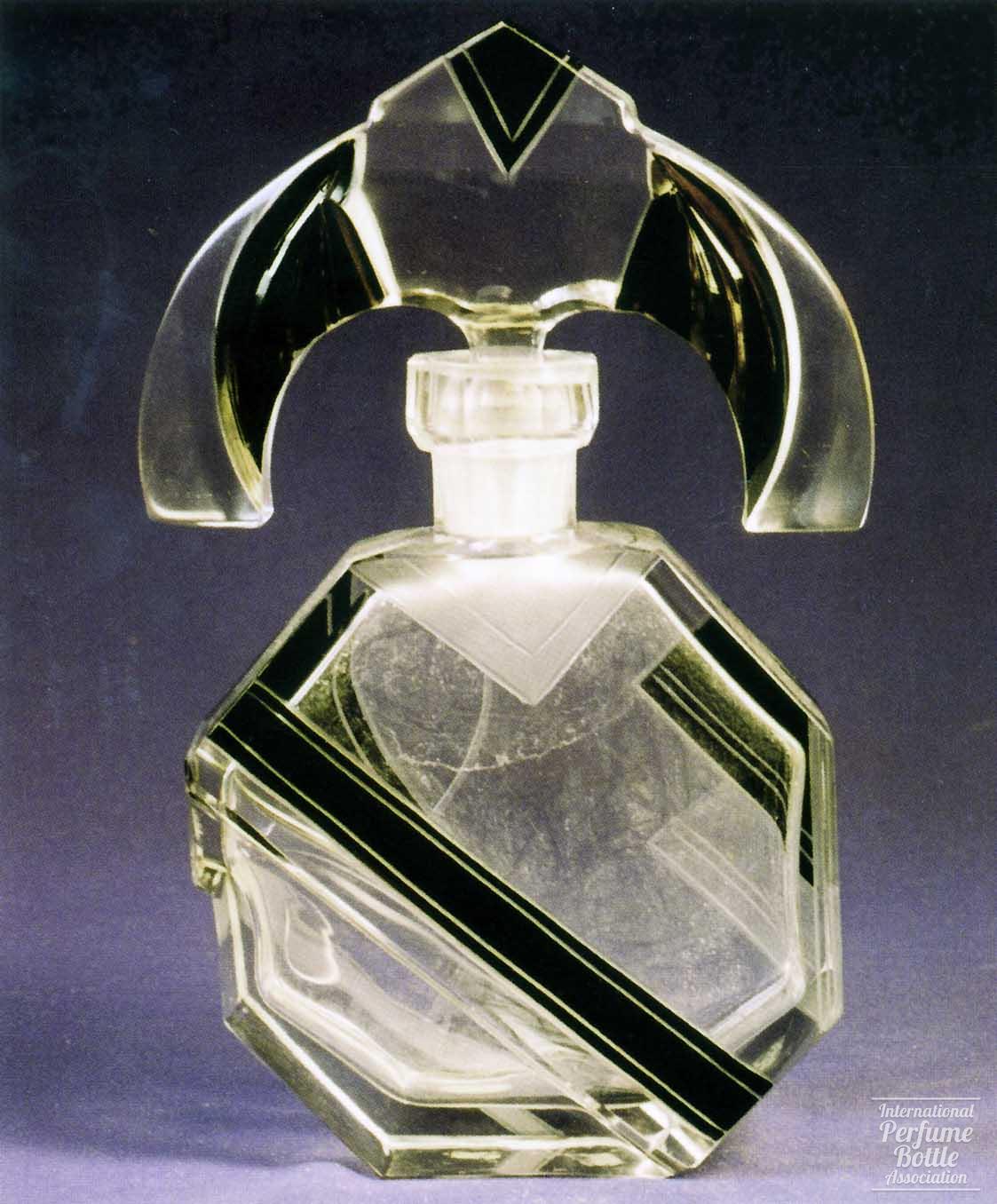 Clear and Black Bottle With Art Deco Design
