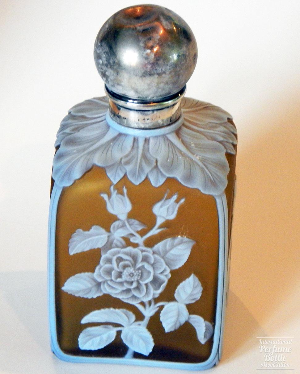 Rectangular Flowered Cameo Glass Bottle