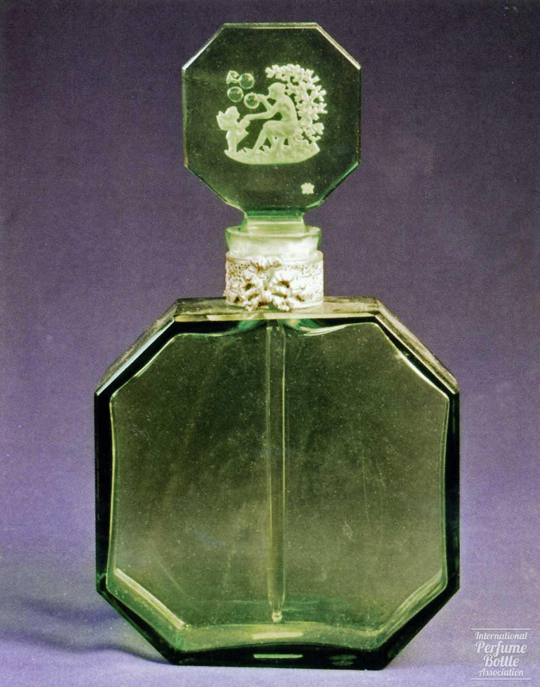 Green Bottle With Cupid and Venus Blowing Bubbles by Hoffmann