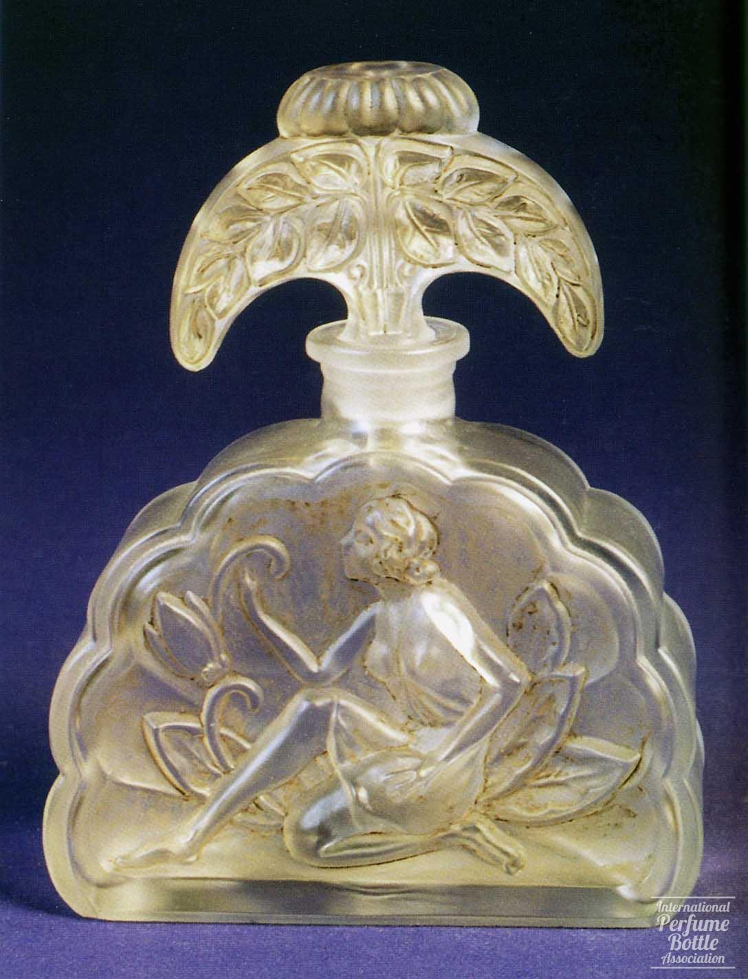 Frosted Bottle With Lady Admiring Flower